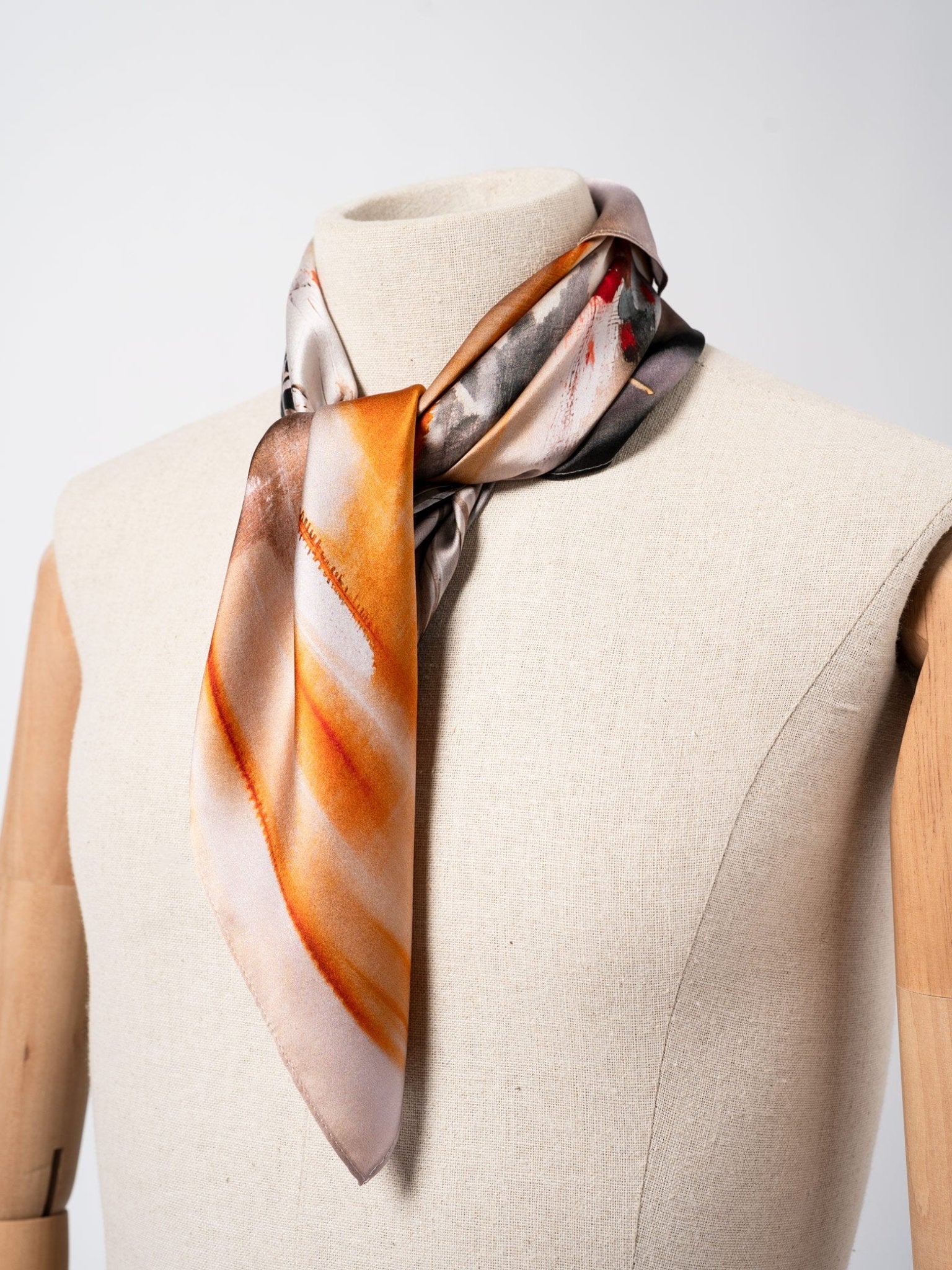 Silk Satin Scarf with Double - Sided Print - by AITO