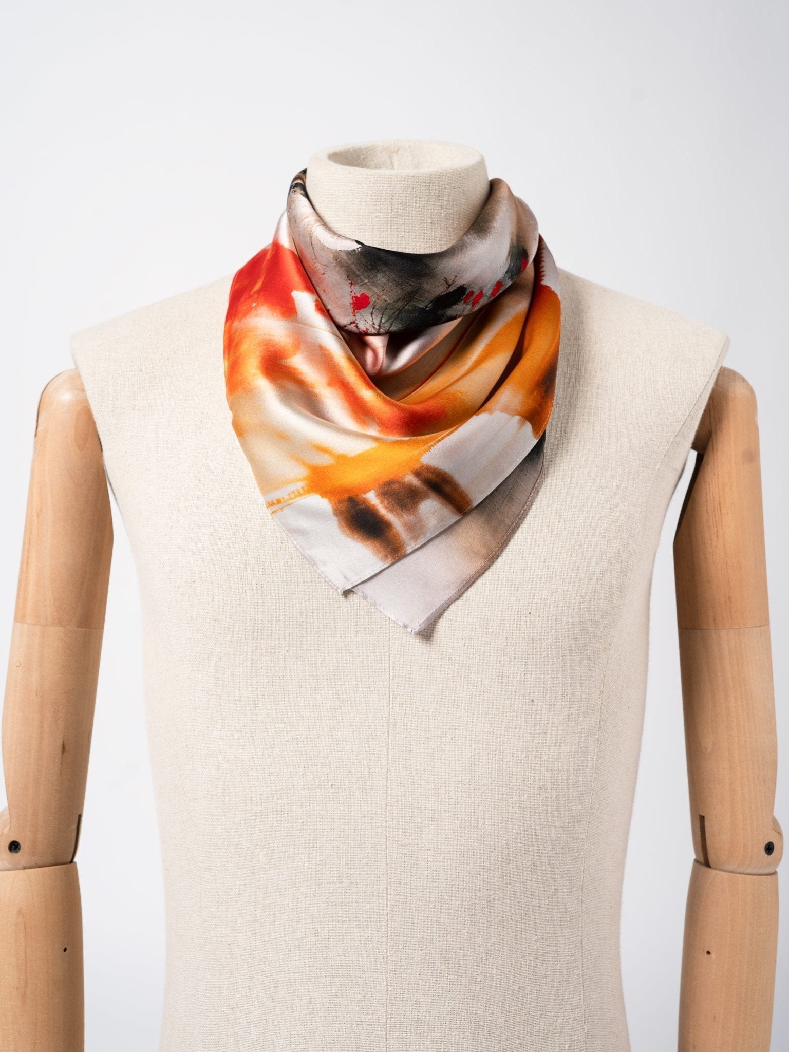 Silk Satin Scarf with Double - Sided Print - by AITO