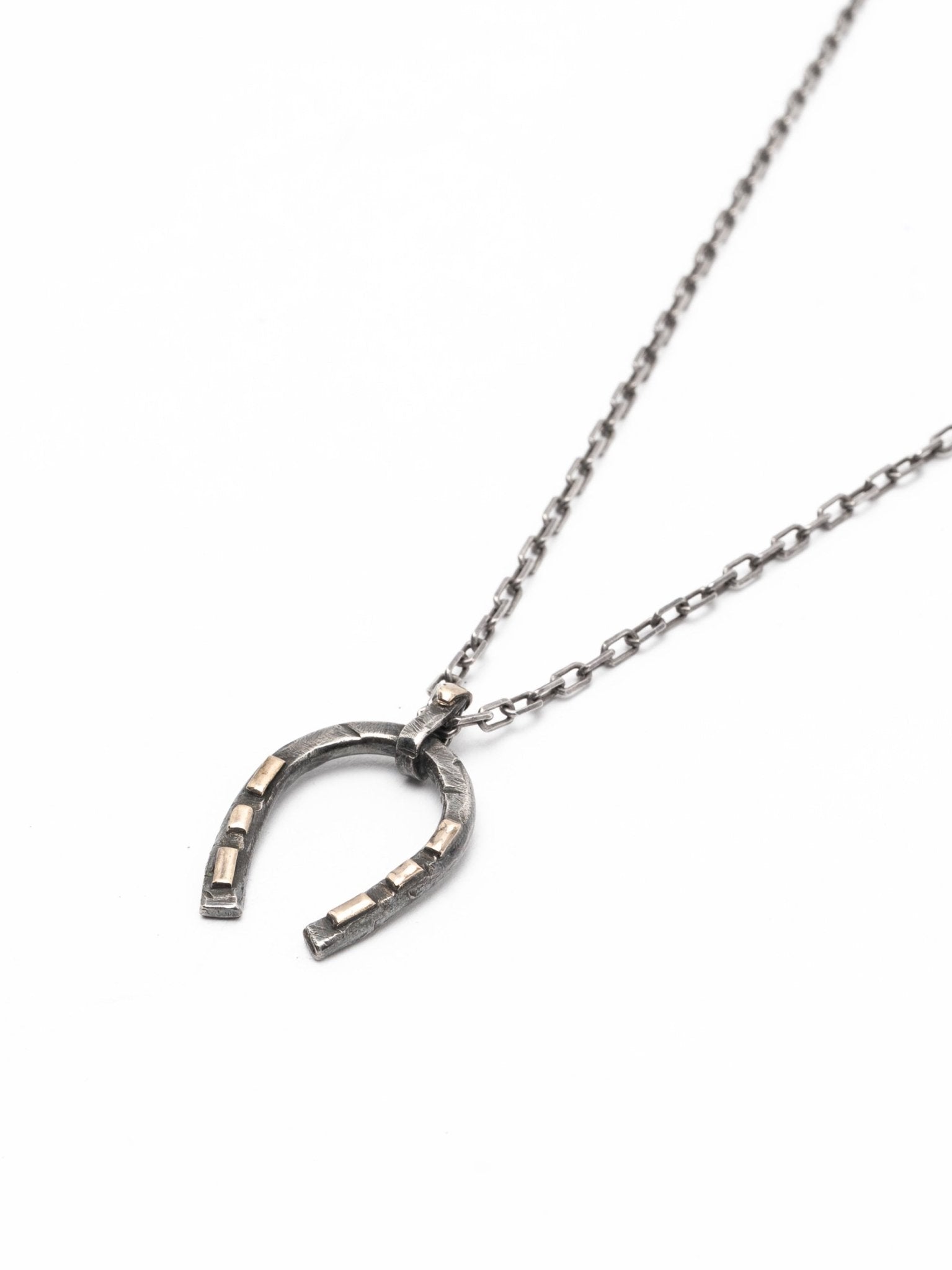 Silver and Gold Horseshoe Pendant Necklace - by CEDAR