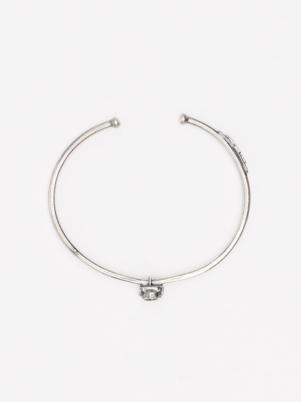 Silver Cuff Bracelet with Black Zircon - by GOTI