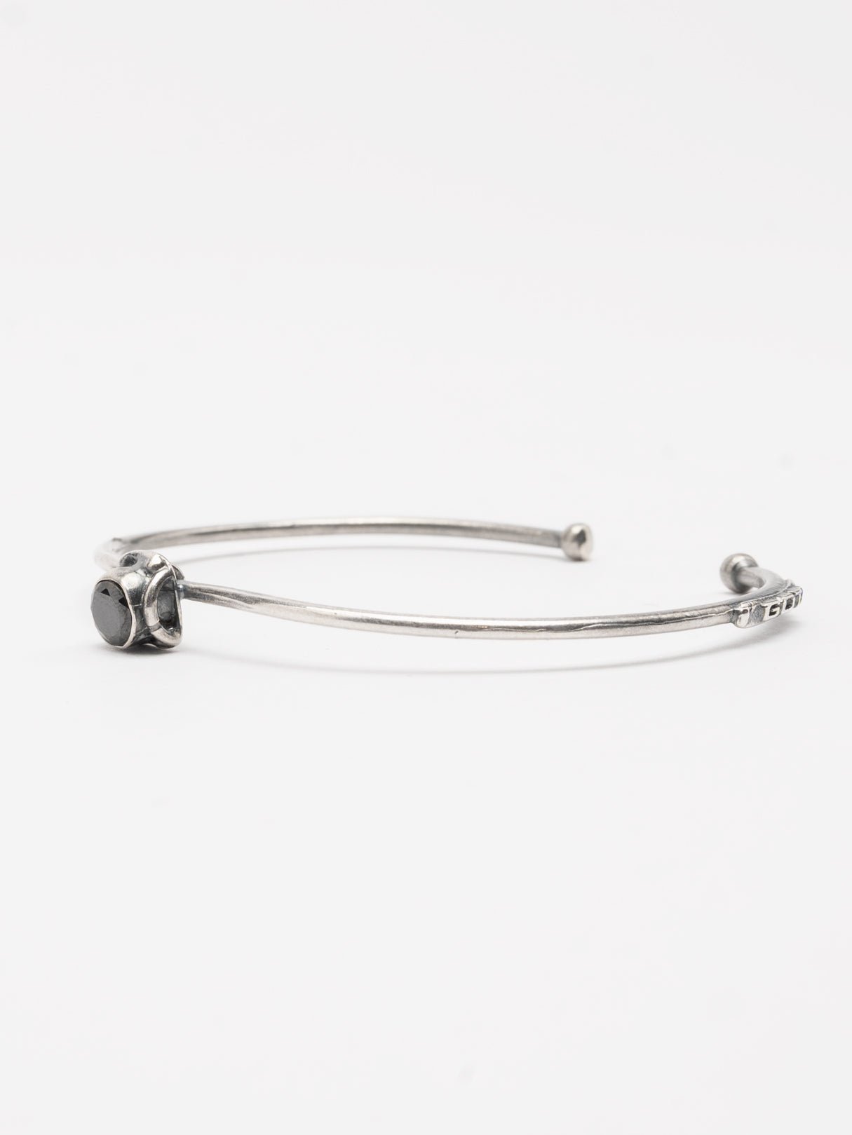 Silver Cuff Bracelet with Black Zircon - by GOTI