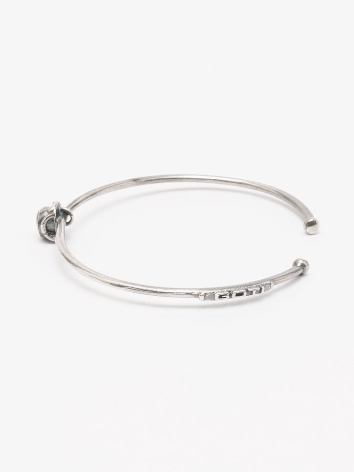 Silver Cuff Bracelet with Black Zircon - by GOTI