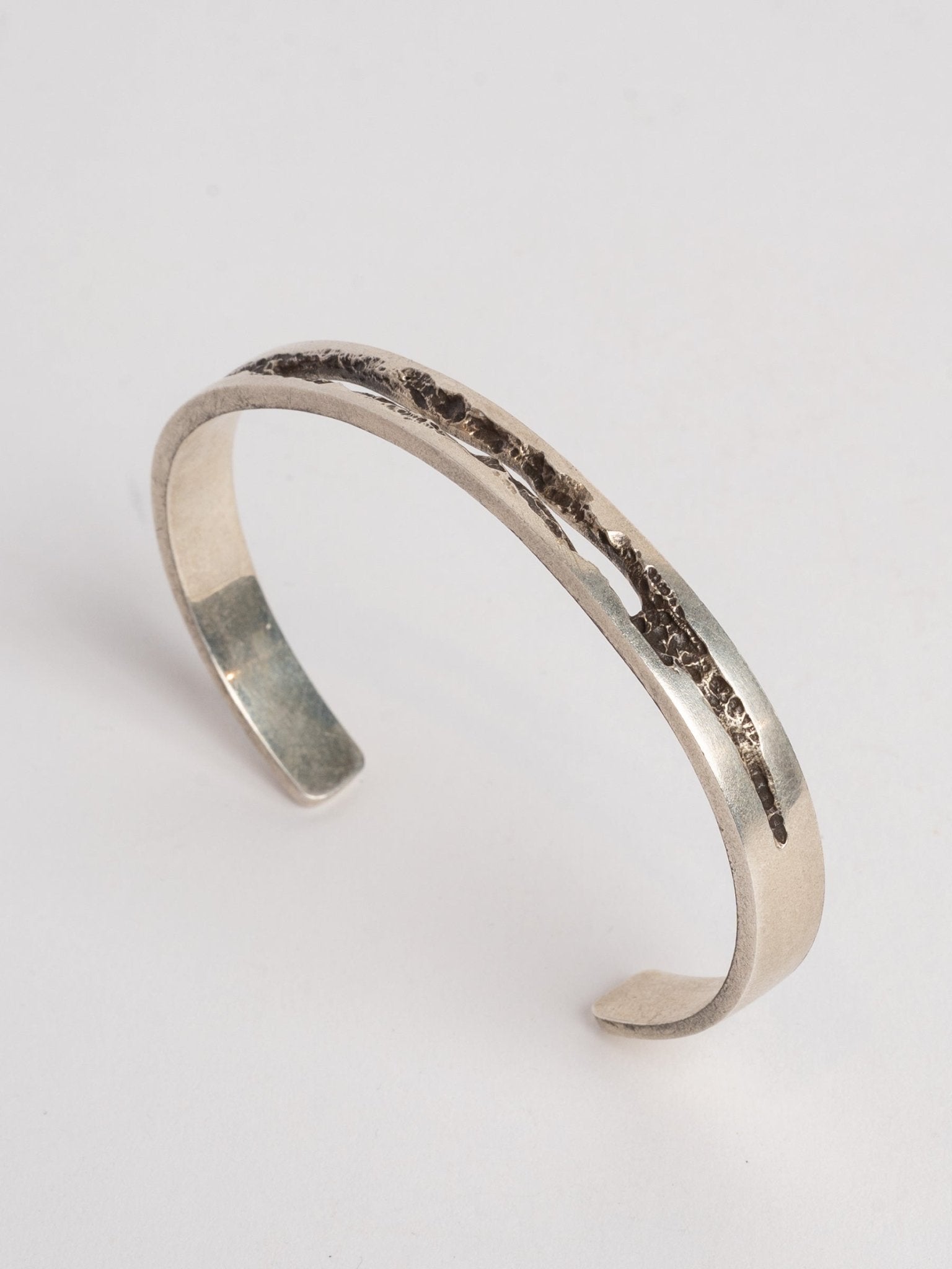 Silver Cuff with Raw Channel - by AITO