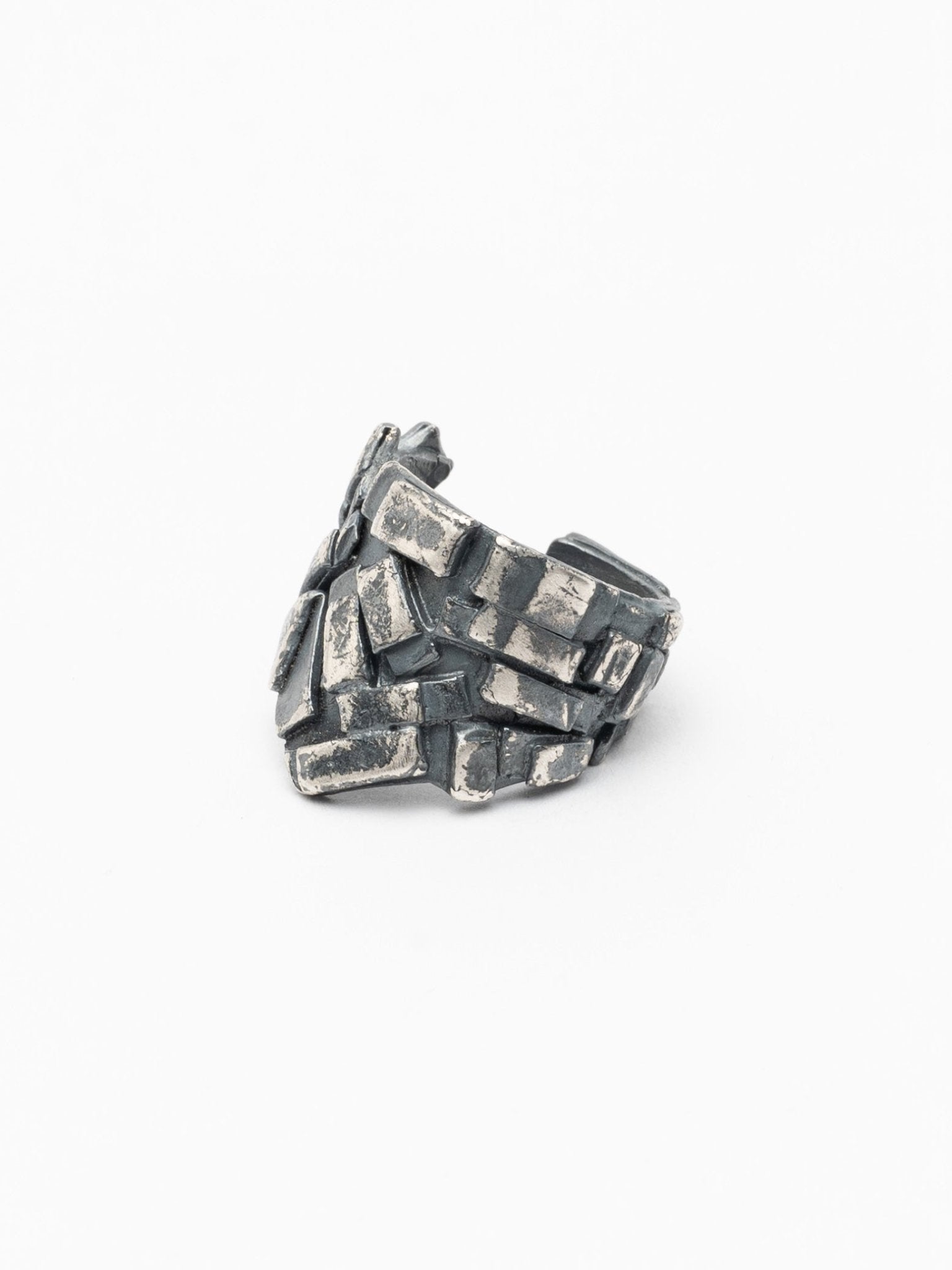 Silver Fragmented Texture Ring - by CEDAR