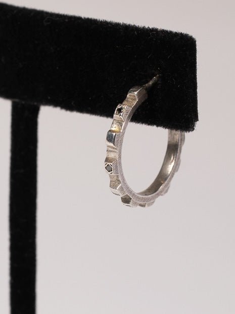 Silver Hoop Earrings with Diamonds - by CEDAR
