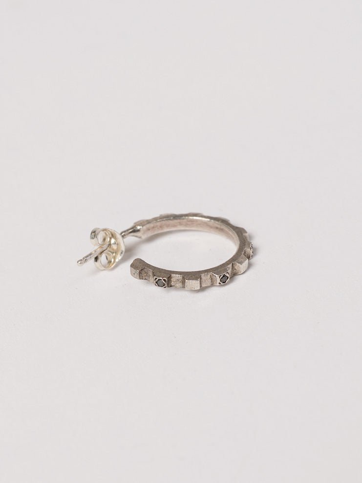 Silver Hoop Earrings with Diamonds - by CEDAR