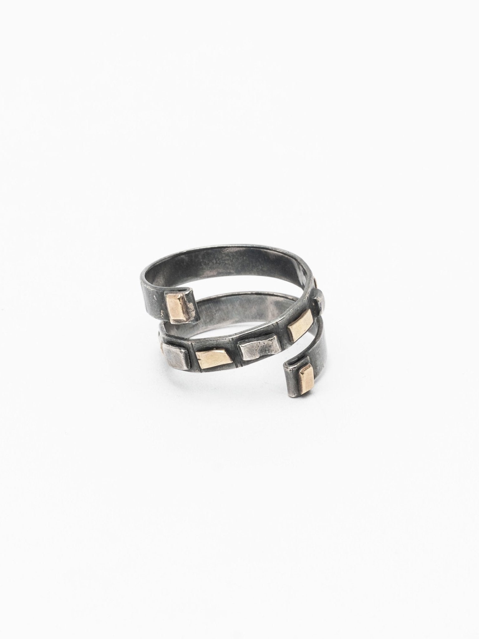 Silver Spiral Ring with 18k Gold Accents - by CEDAR