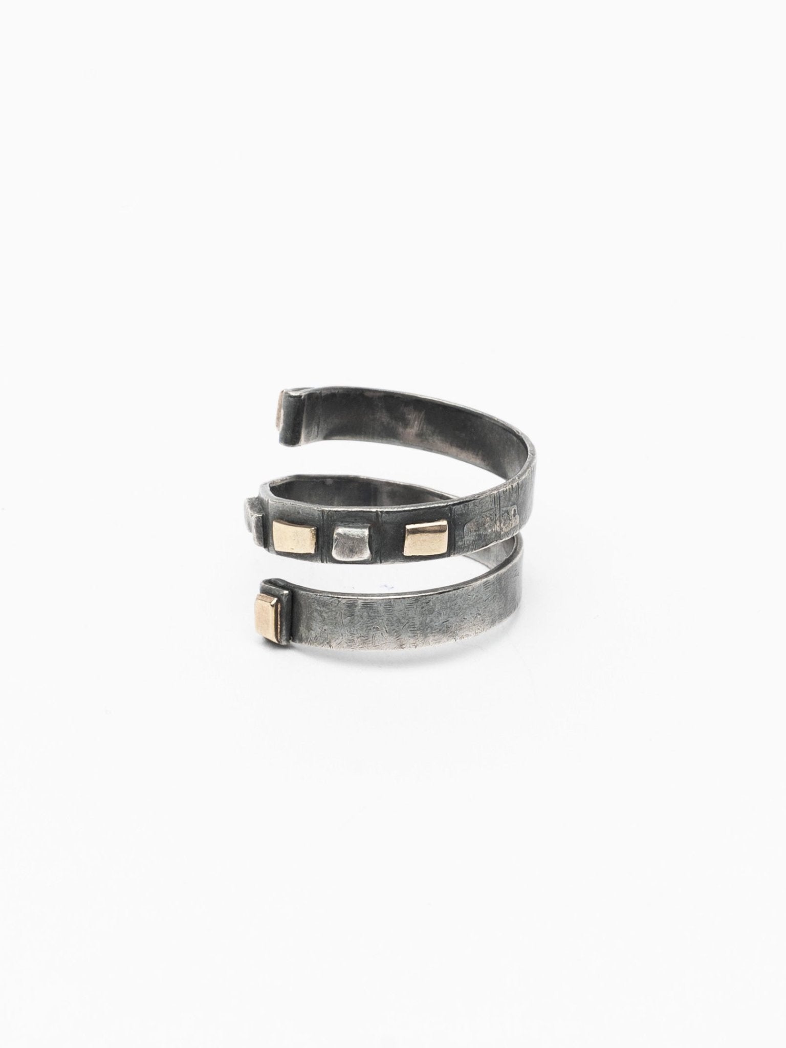 Silver Spiral Ring with 18k Gold Accents - by CEDAR