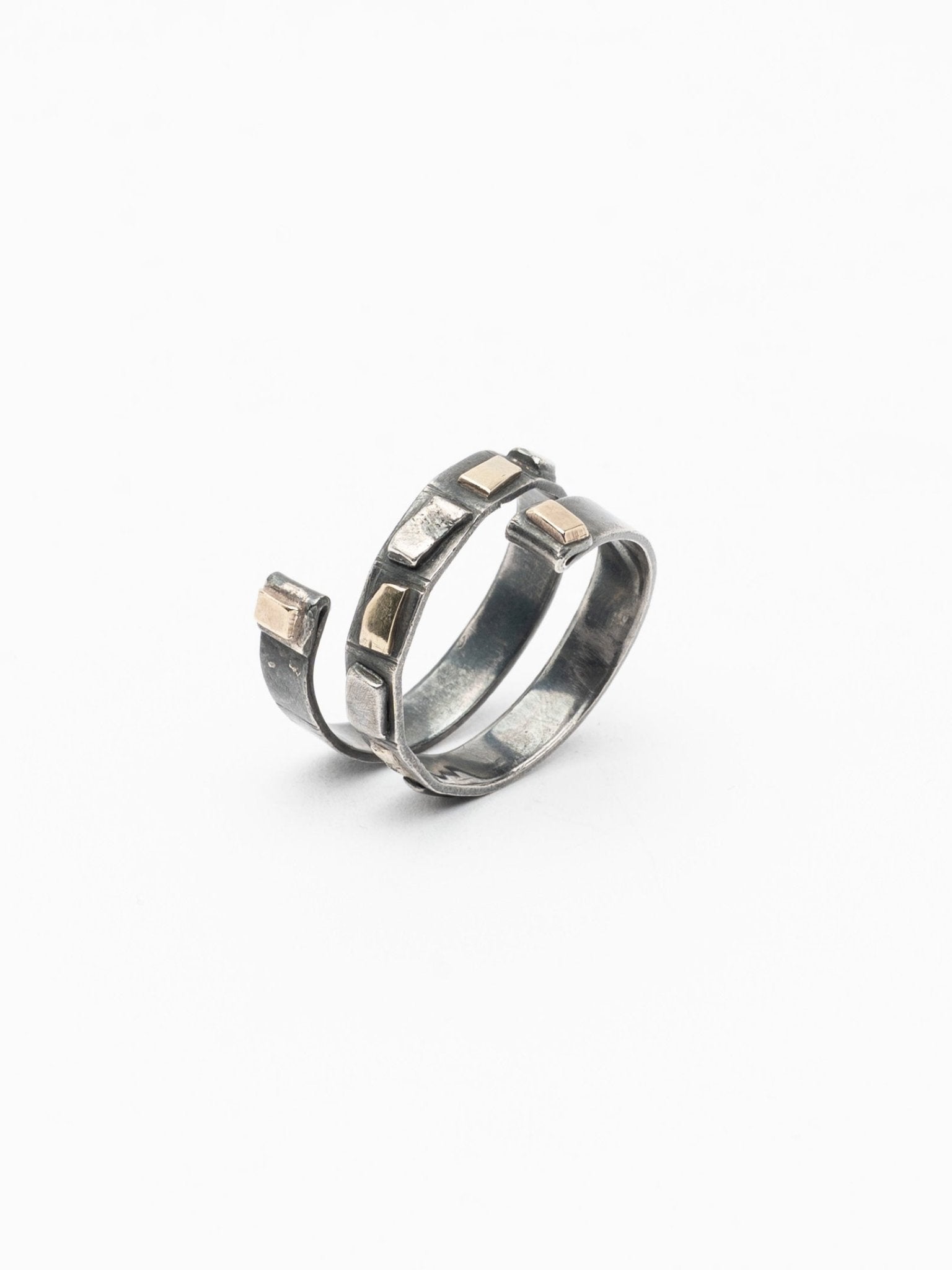Silver Spiral Ring with 18k Gold Accents - by CEDAR