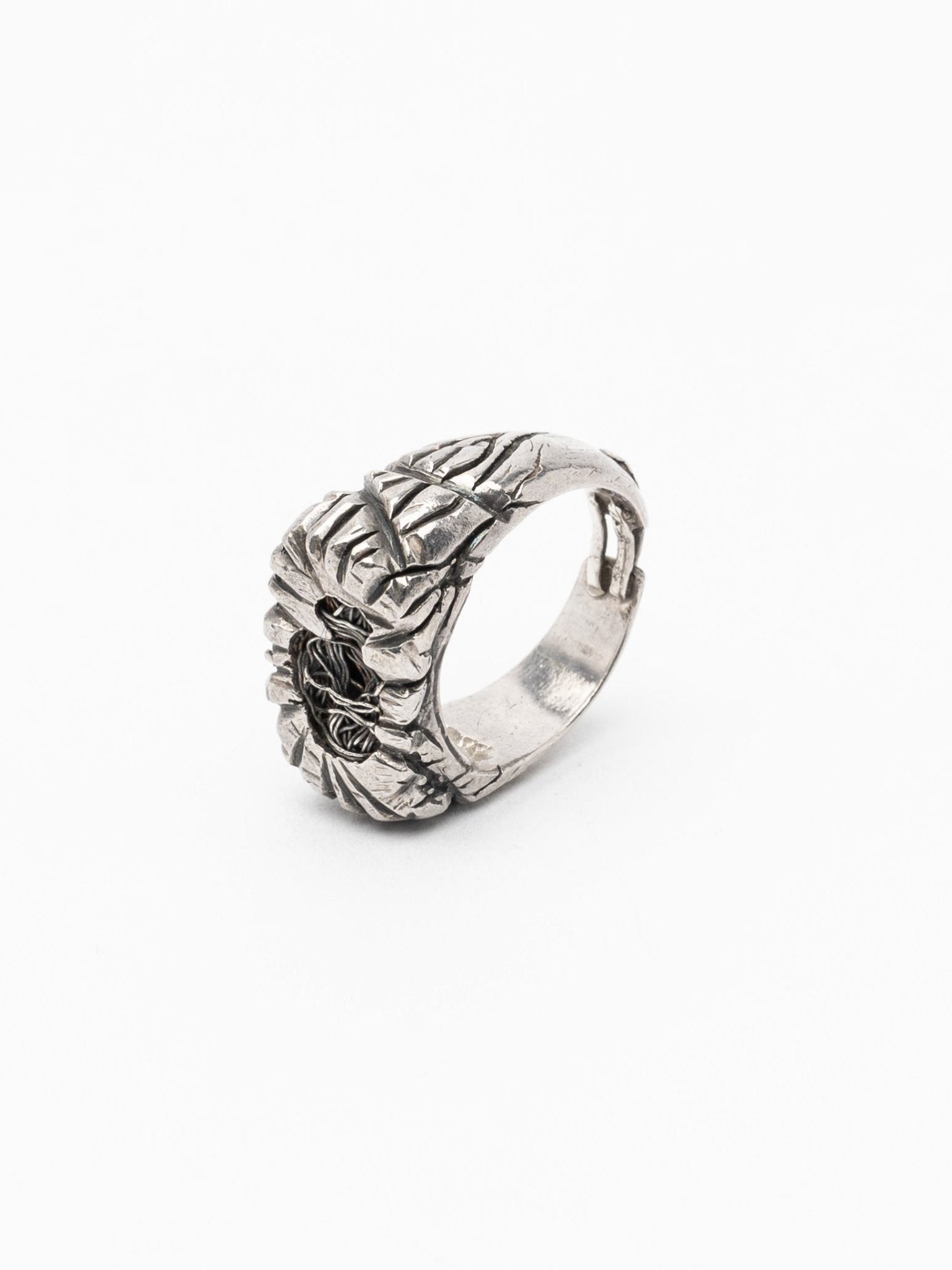 Silver Wrap Ring with Wire Detail - by CEDAR