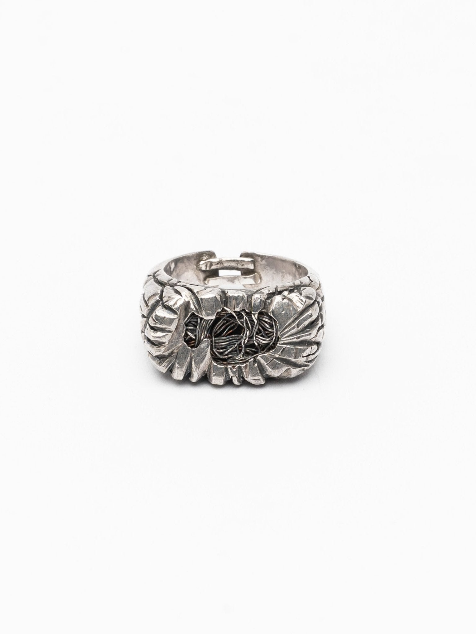 Silver Wrap Ring with Wire Detail - by CEDAR