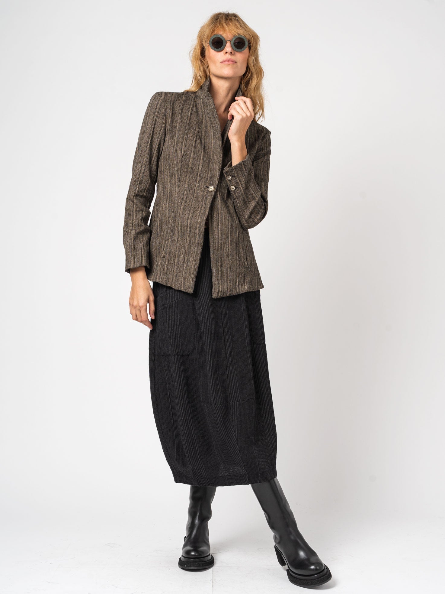 Single - button striped jacket - by TRANSIT