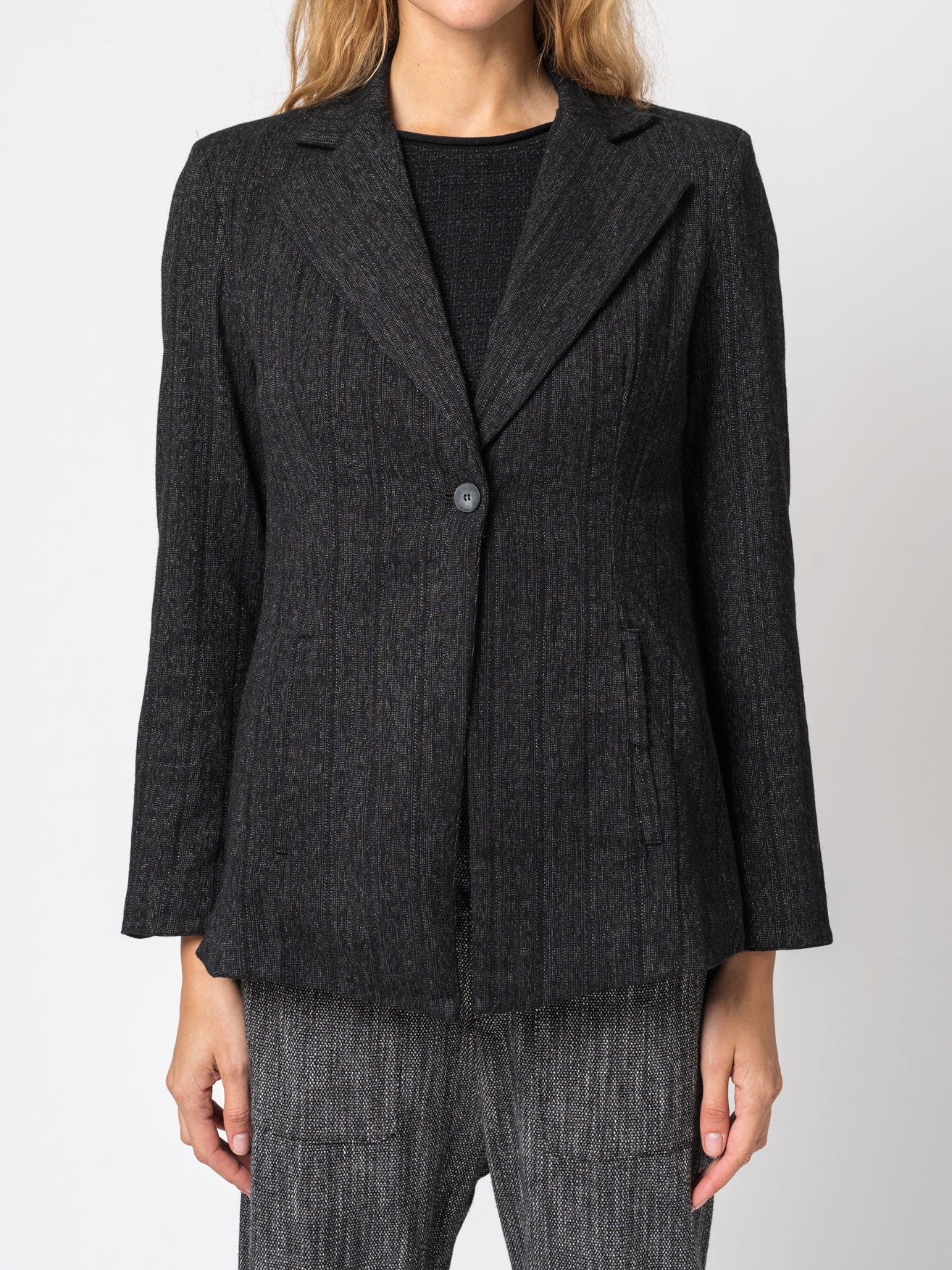 Single - button striped jacket - by TRANSIT