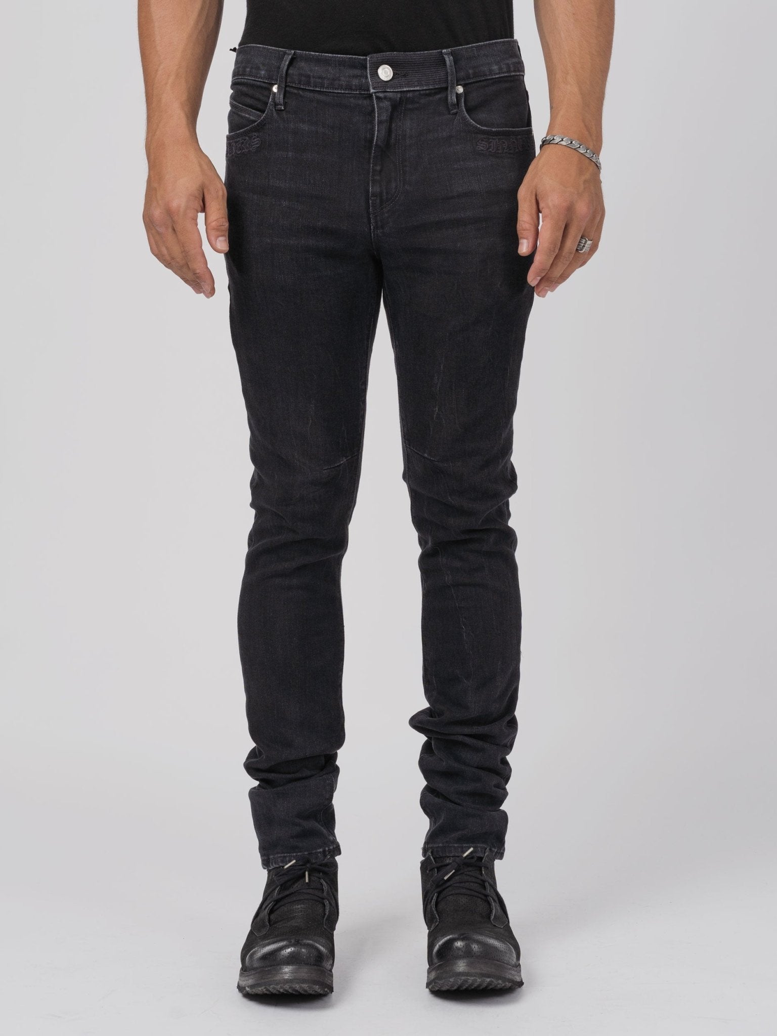 Skinny Stretch Jeans – Charcoal Sinners - by RTA