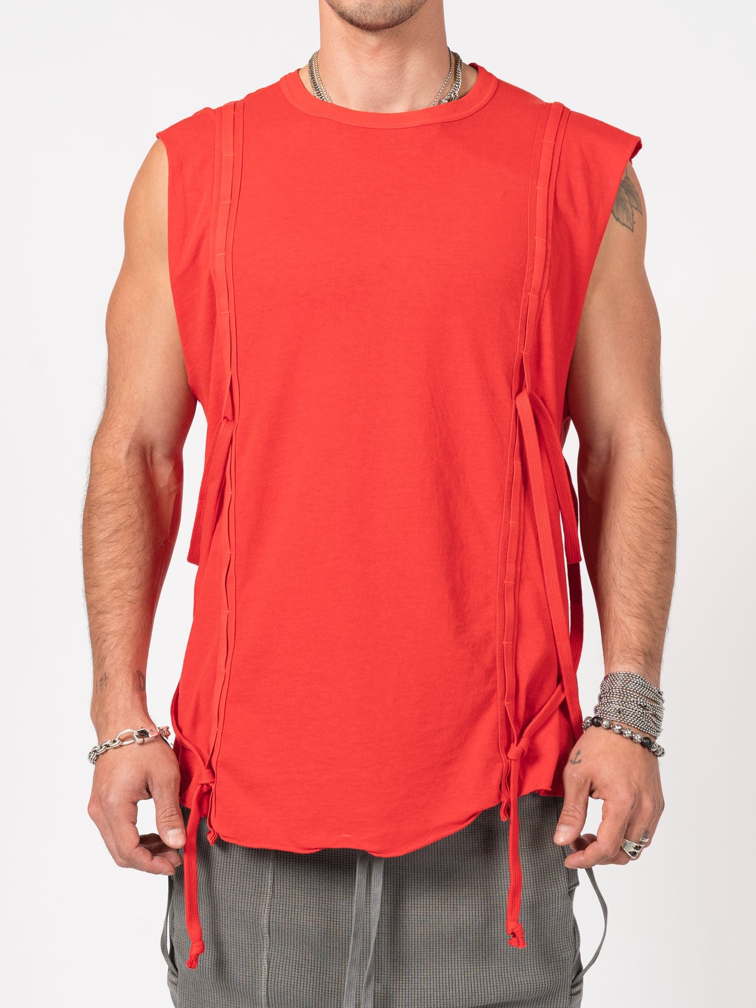 Sleeveless Top with Side Drawstrings - by BORIS BIDJAN SABERI