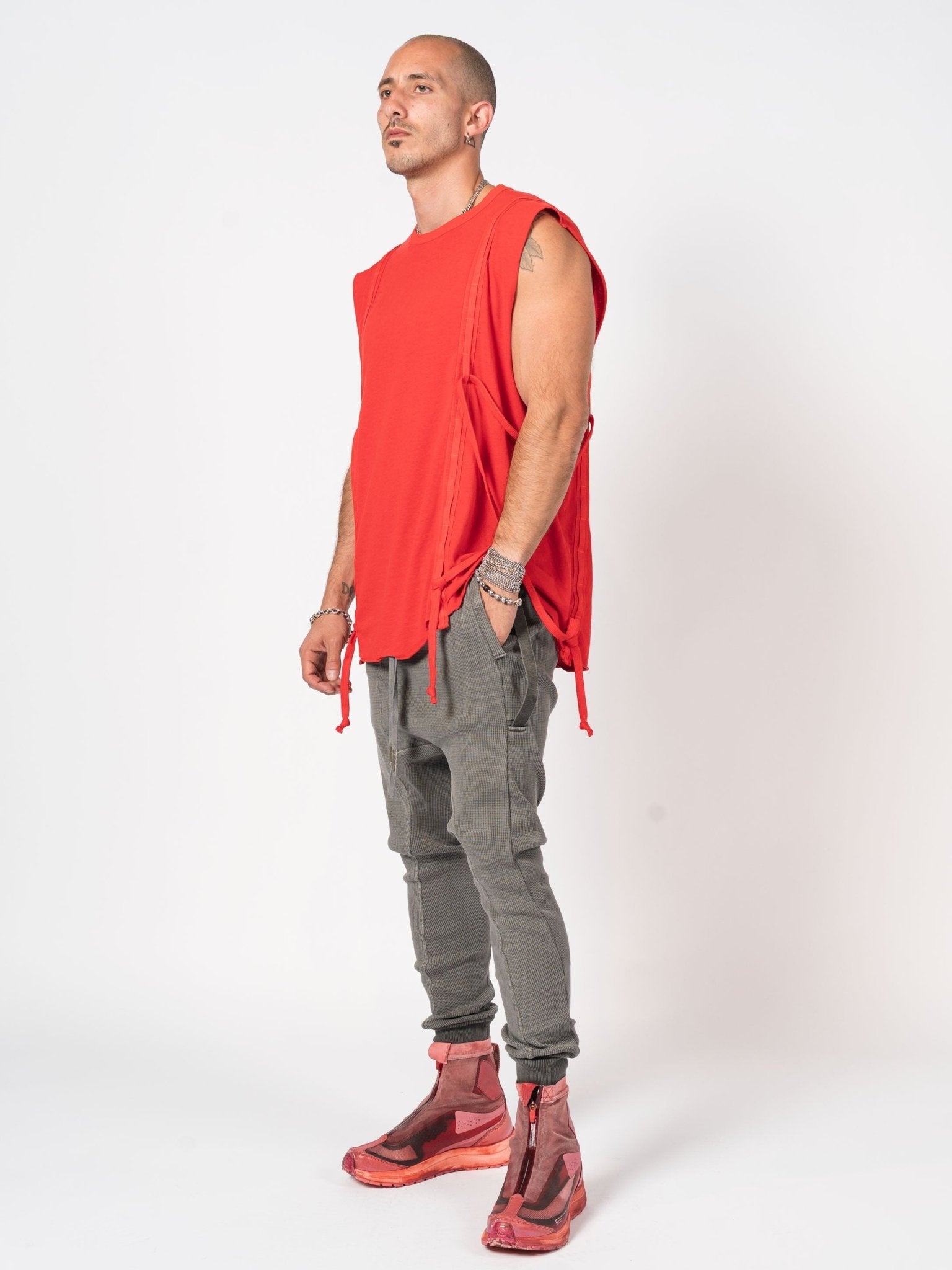 Sleeveless Top with Side Drawstrings - by BORIS BIDJAN SABERI