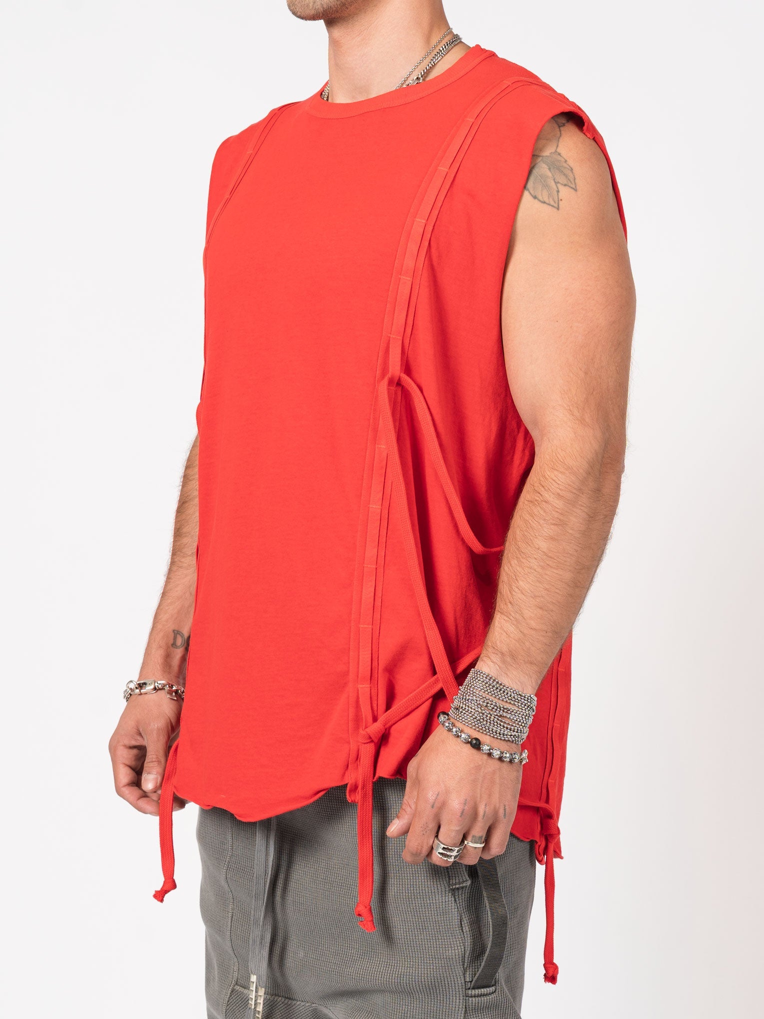 Sleeveless Top with Side Drawstrings - by BORIS BIDJAN SABERI