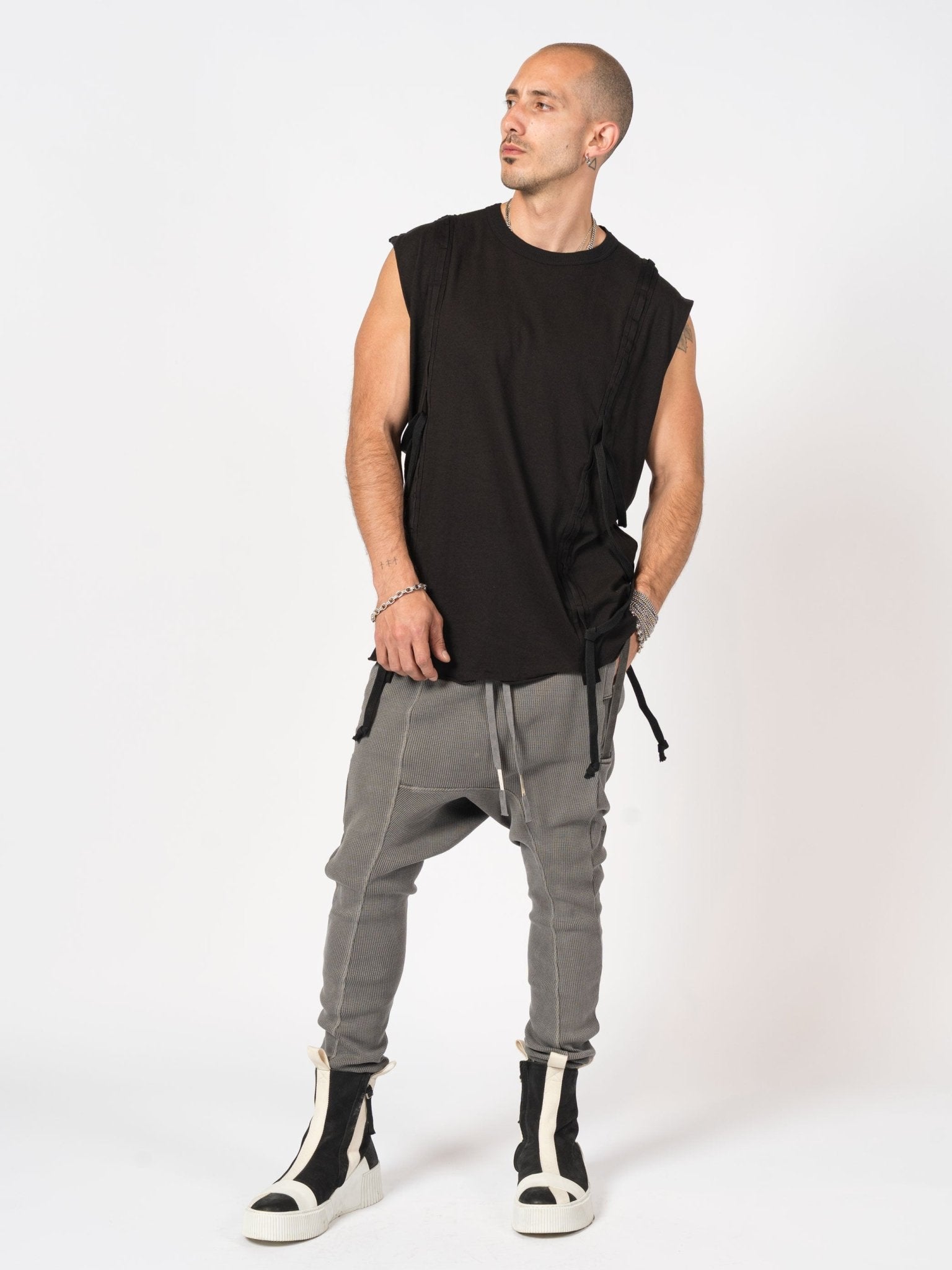 Sleeveless Top with Side Drawstrings - by BORIS BIDJAN SABERI