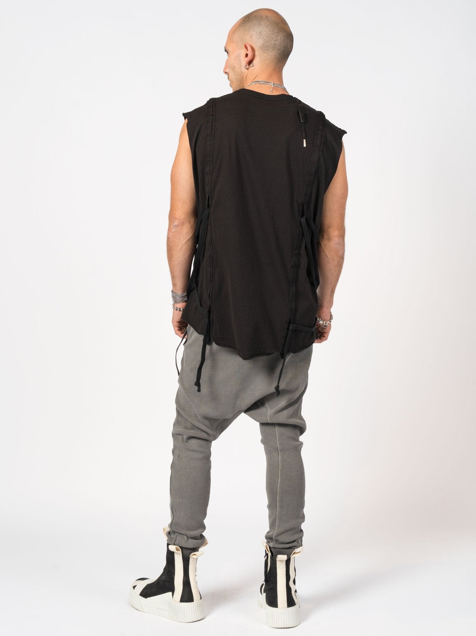 Sleeveless Top with Side Drawstrings - by BORIS BIDJAN SABERI