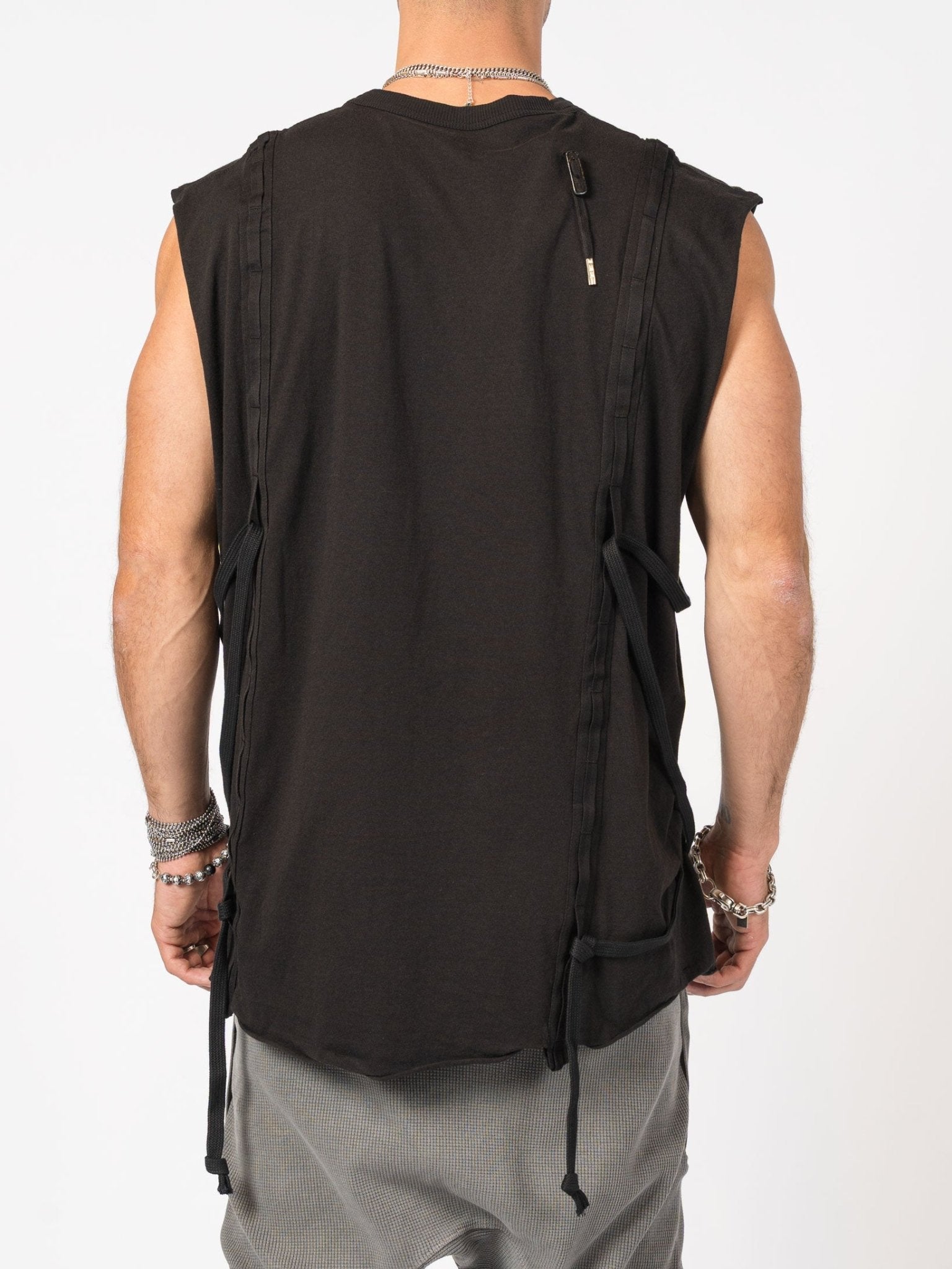 Sleeveless Top with Side Drawstrings - by BORIS BIDJAN SABERI