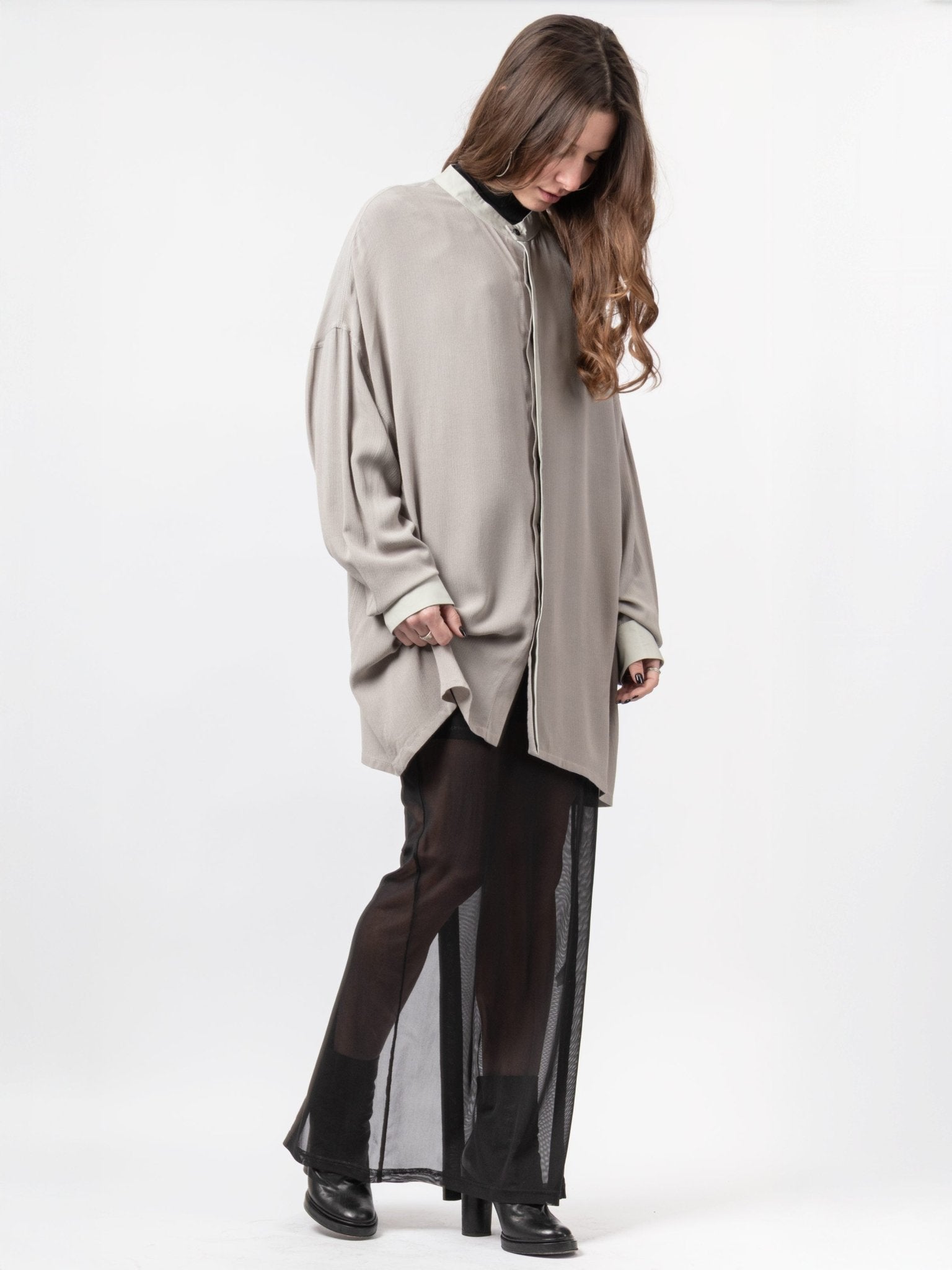 Stand Collar Overshirt - by VAGUE