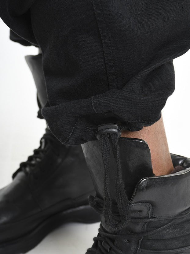 Stretch Bull Cotton Drawstring Trousers - by LA HAINE INSIDE US