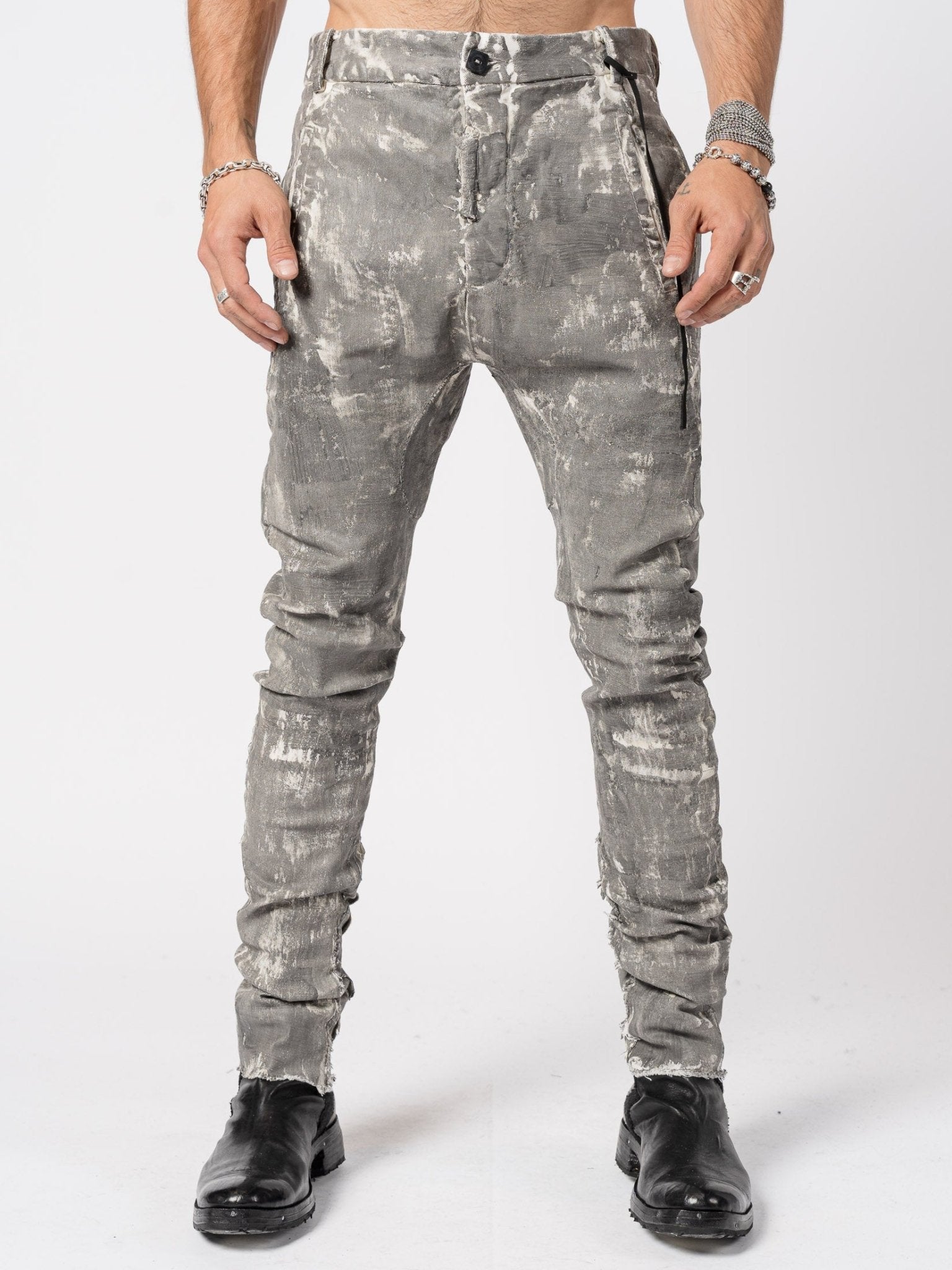 Stretch Cotton Pants with Wall Finish - by MD75