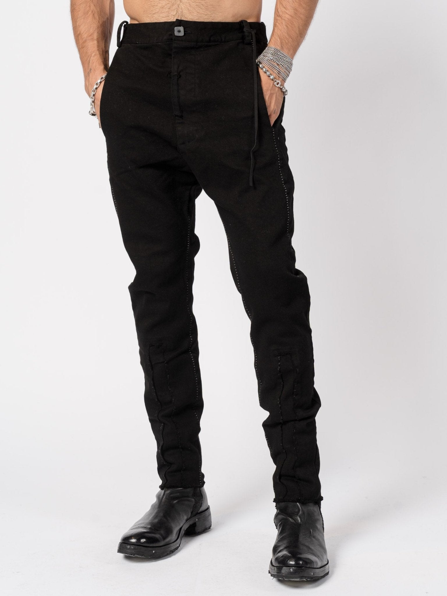 Stretch Cotton Stitched Pants - by MD75