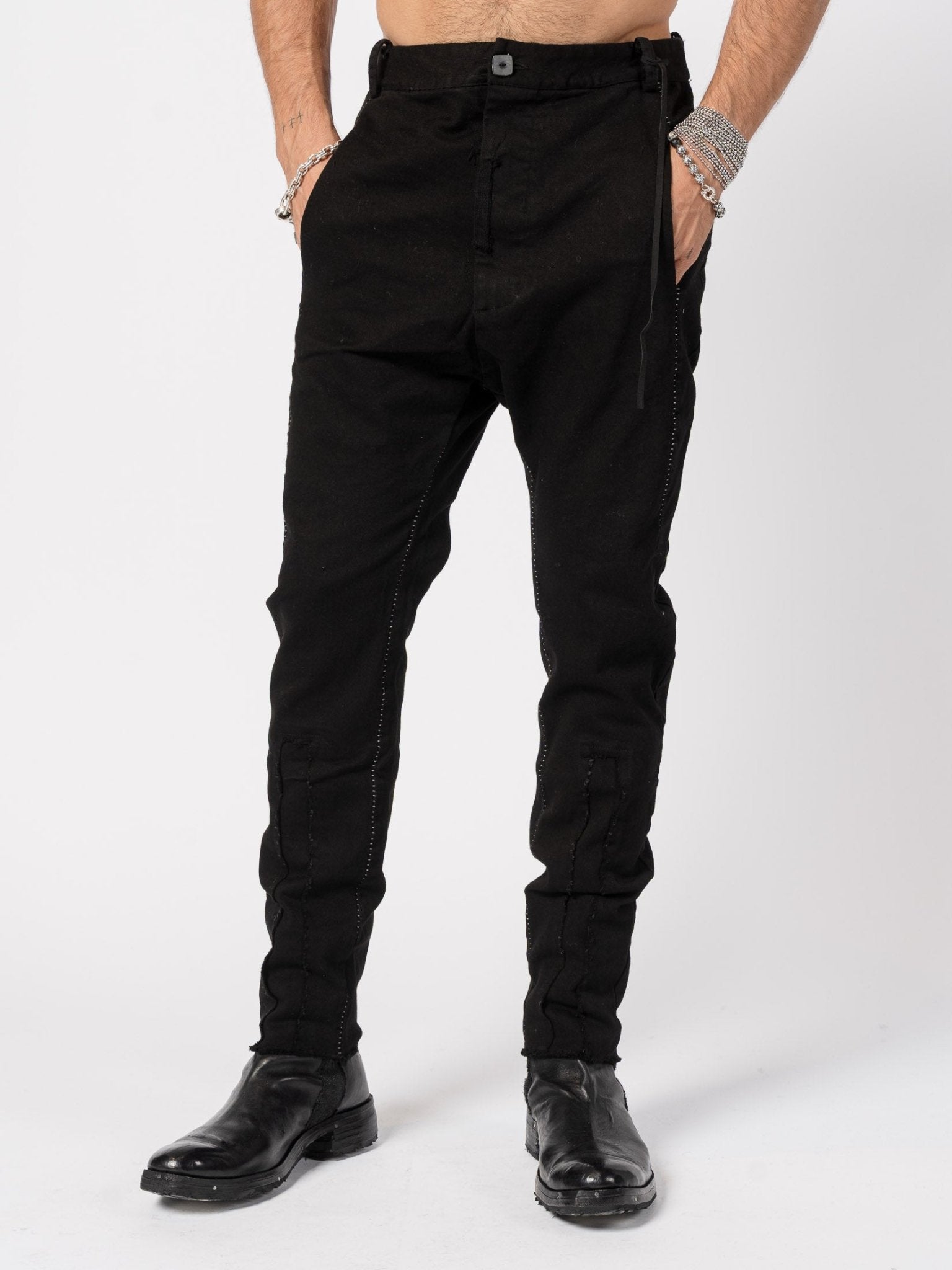 Stretch Cotton Stitched Pants - by MD75