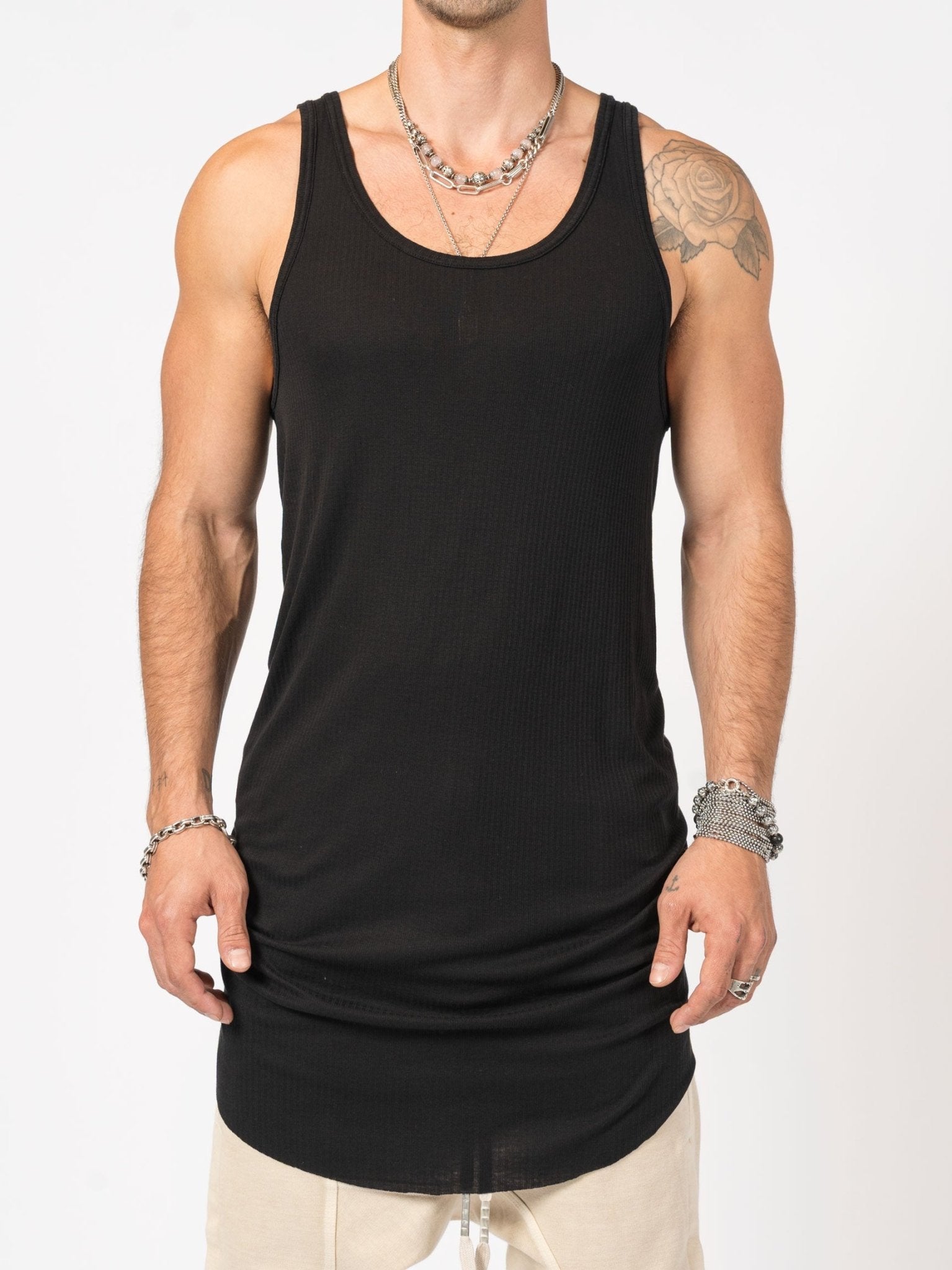 Stretch Rib Tank Top - by 11 BY BORIS BIDJAN