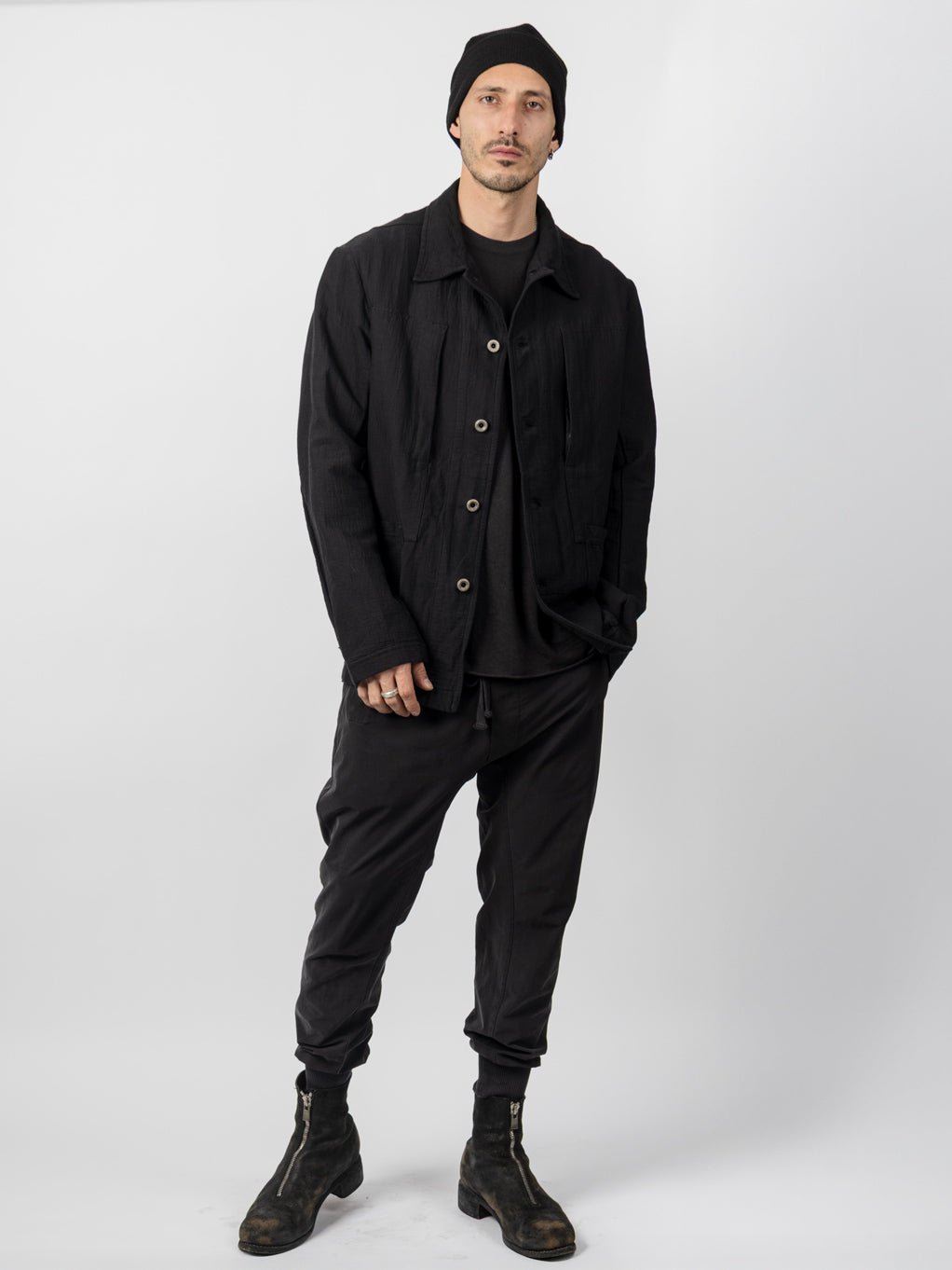 Structured Cotton Worker Jacket with Metal Staple - by ISAAC SELLAM