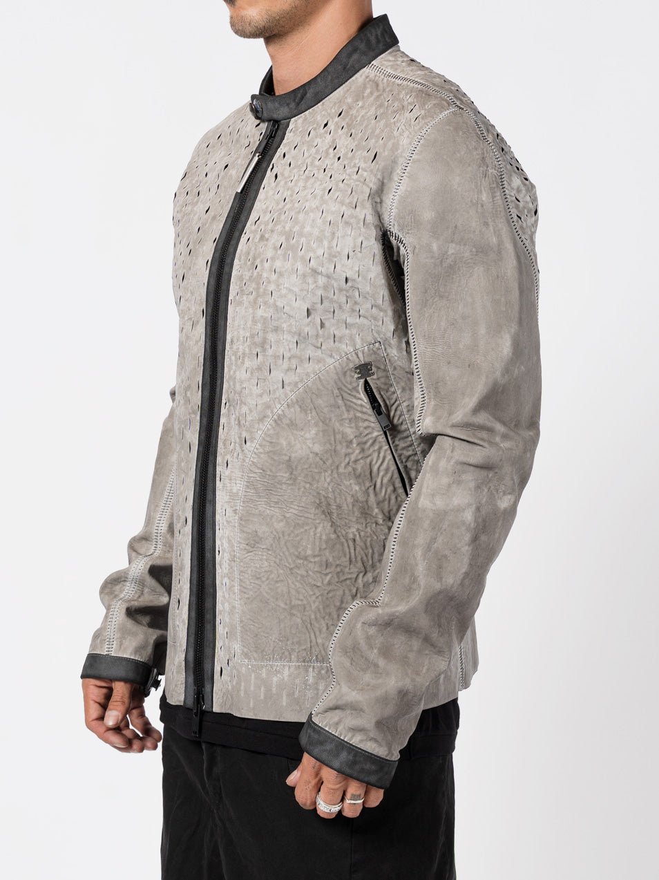 Syderal Reflective Leather Jacket - by ISAAC SELLAM