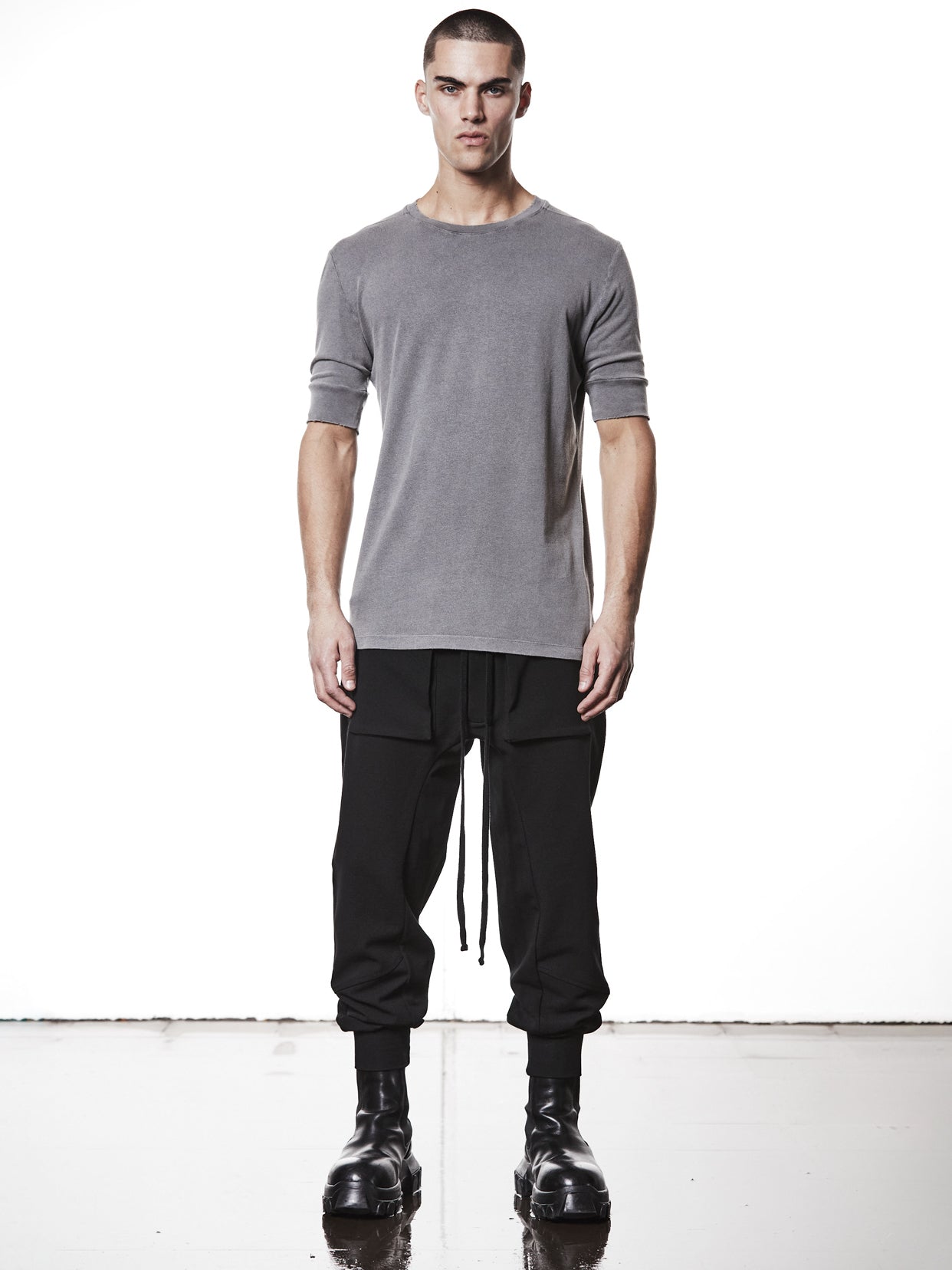 T-Shirt with Rib Cuffs - by THOM KROM