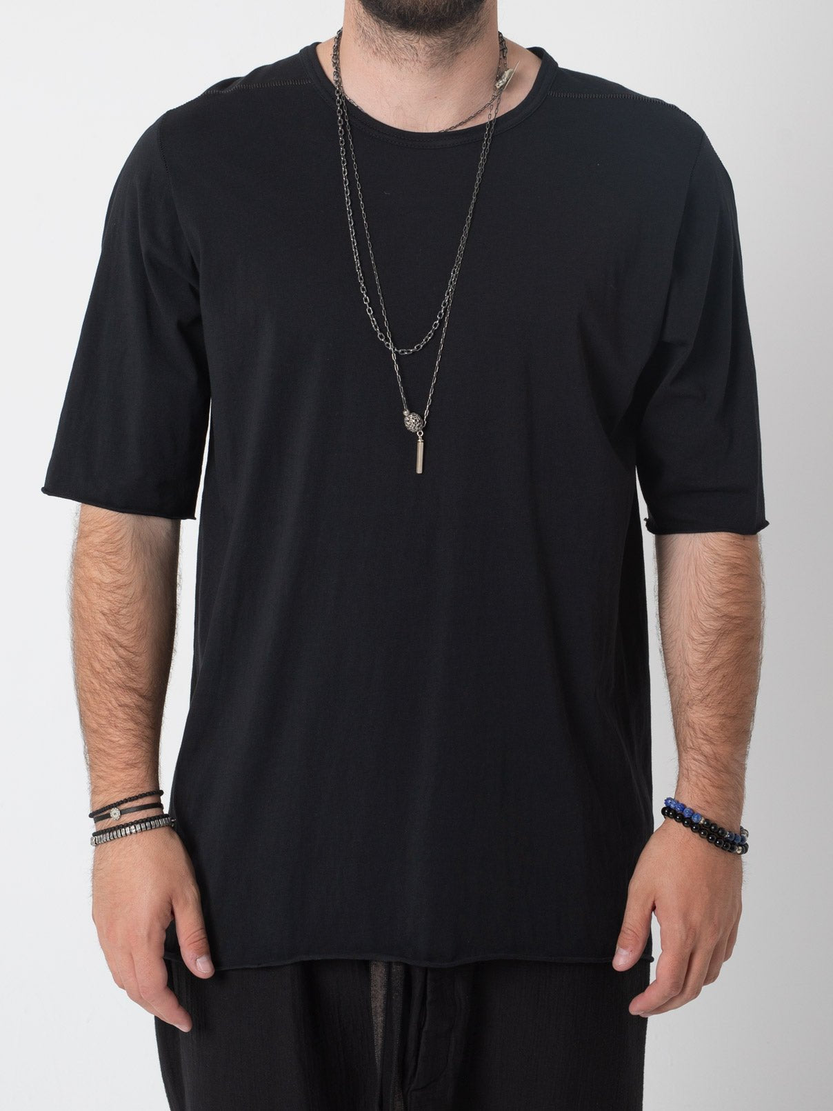 T-Shirt with Rubber Strip Detail - by ISAAC SELLAM