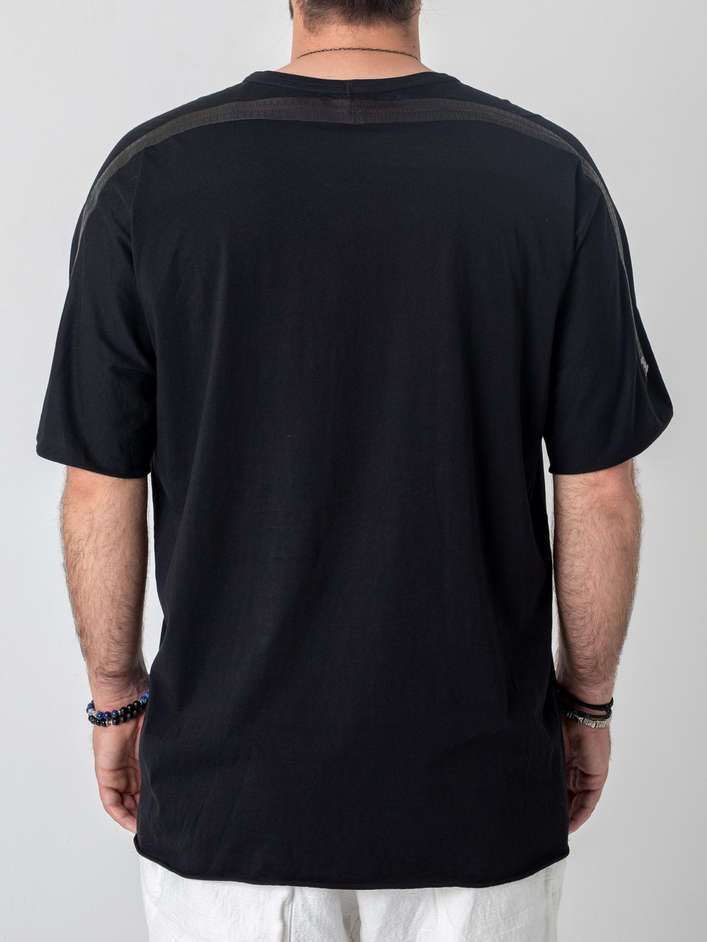 T-Shirt with Rubberized Shoulder Detail - by ISAAC SELLAM