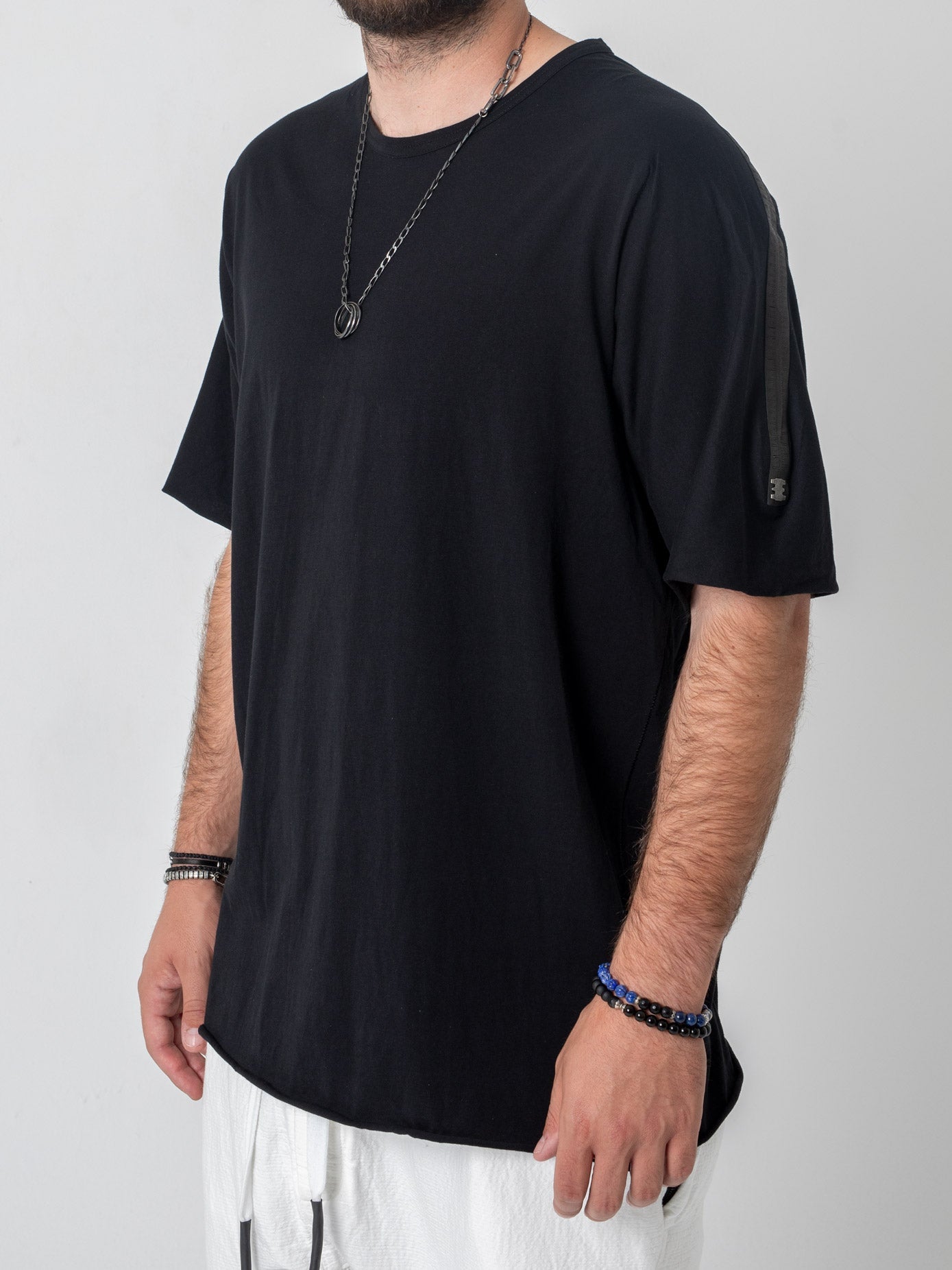 T-Shirt with Rubberized Shoulder Detail - by ISAAC SELLAM
