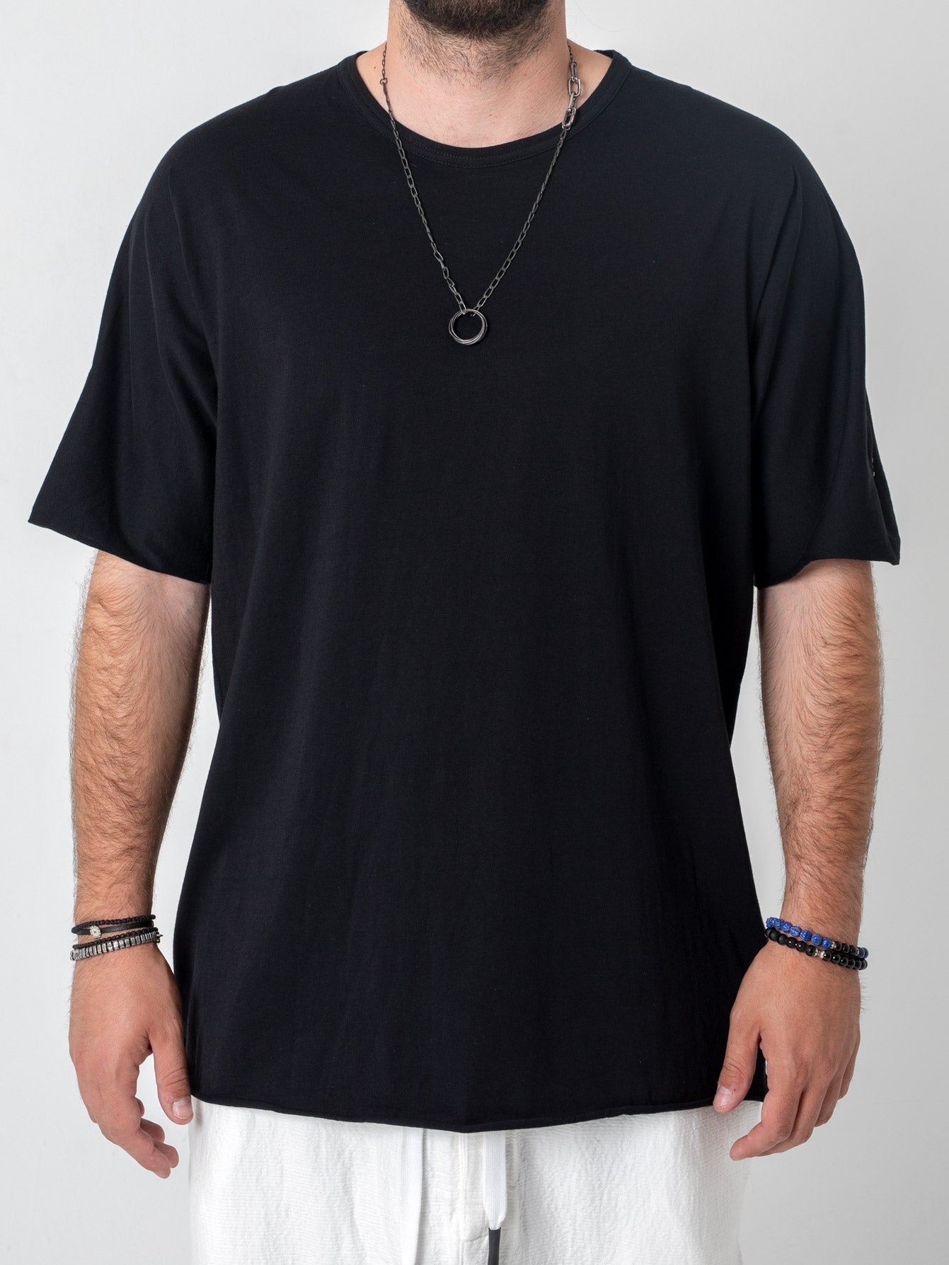 T-Shirt with Rubberized Shoulder Detail - by ISAAC SELLAM