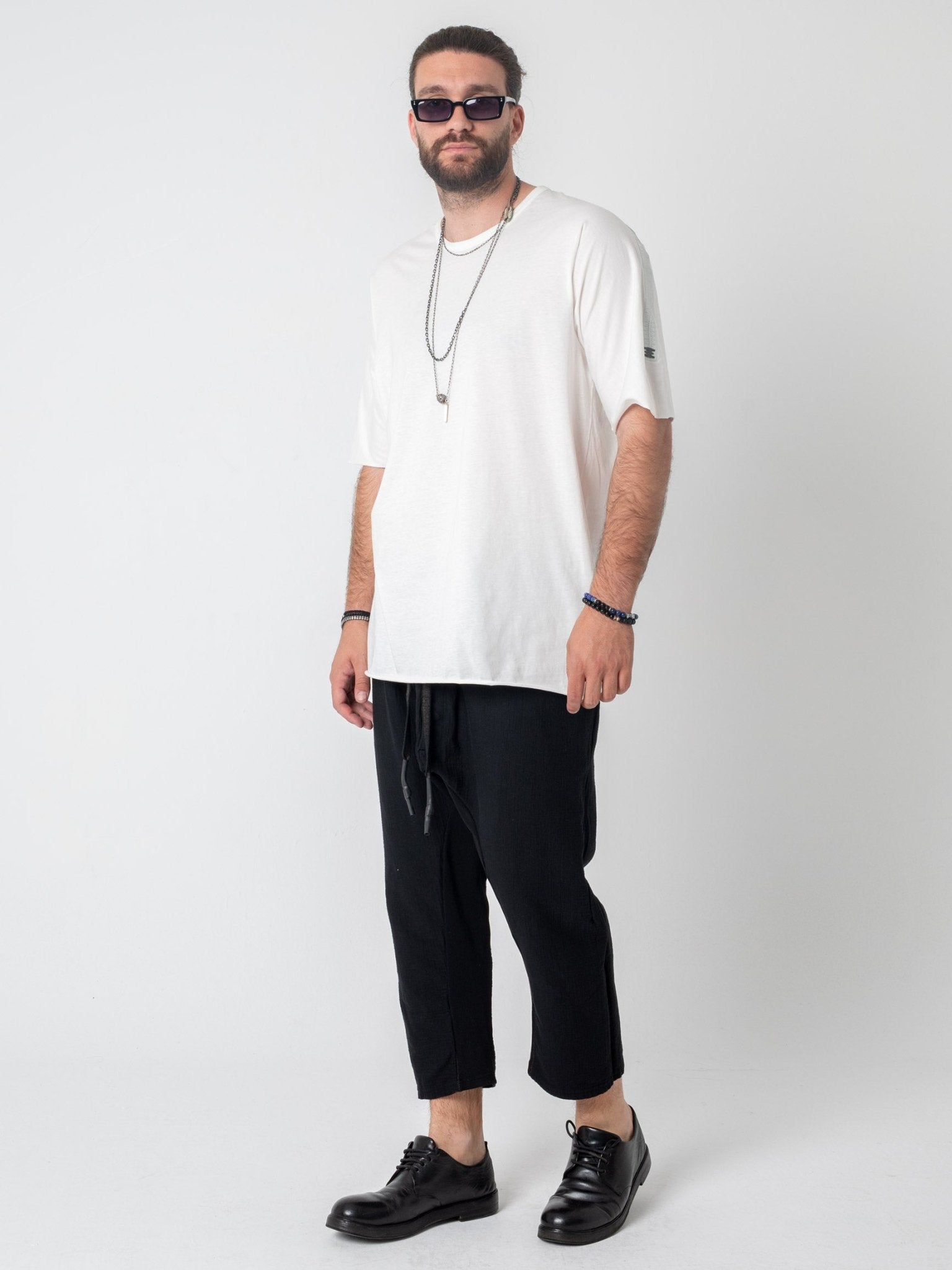 T-Shirt with Rubberized Shoulder Detail - by ISAAC SELLAM