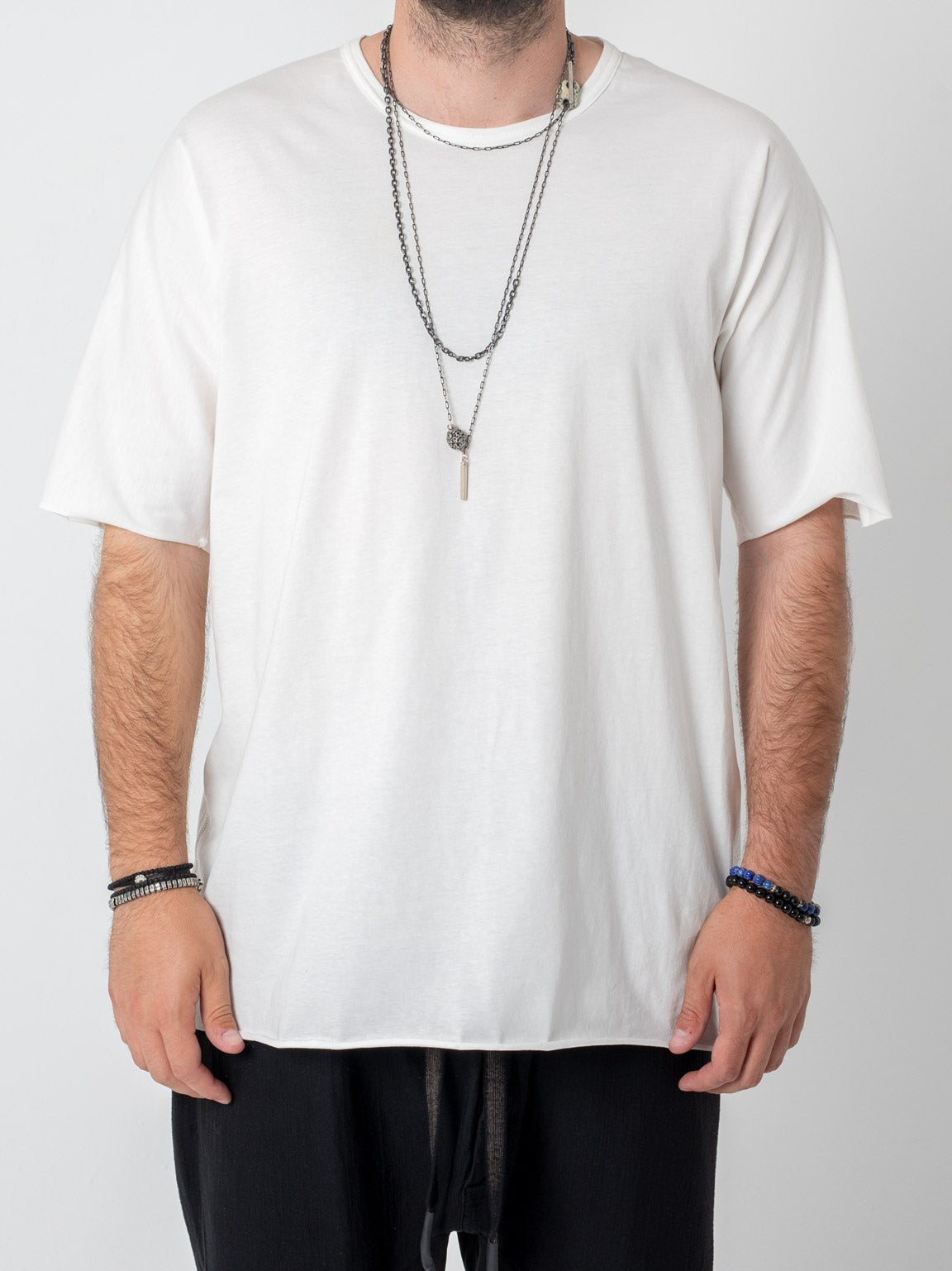 T-Shirt with Rubberized Shoulder Detail - by ISAAC SELLAM