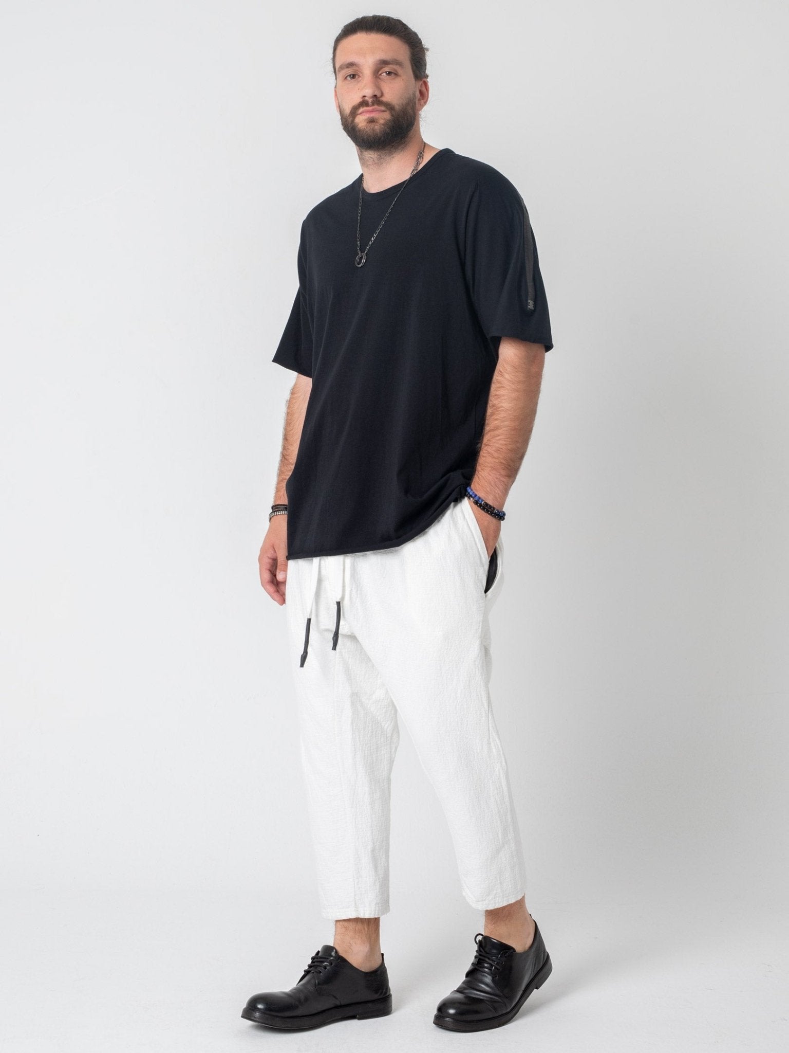 T-Shirt with Rubberized Shoulder Detail - by ISAAC SELLAM