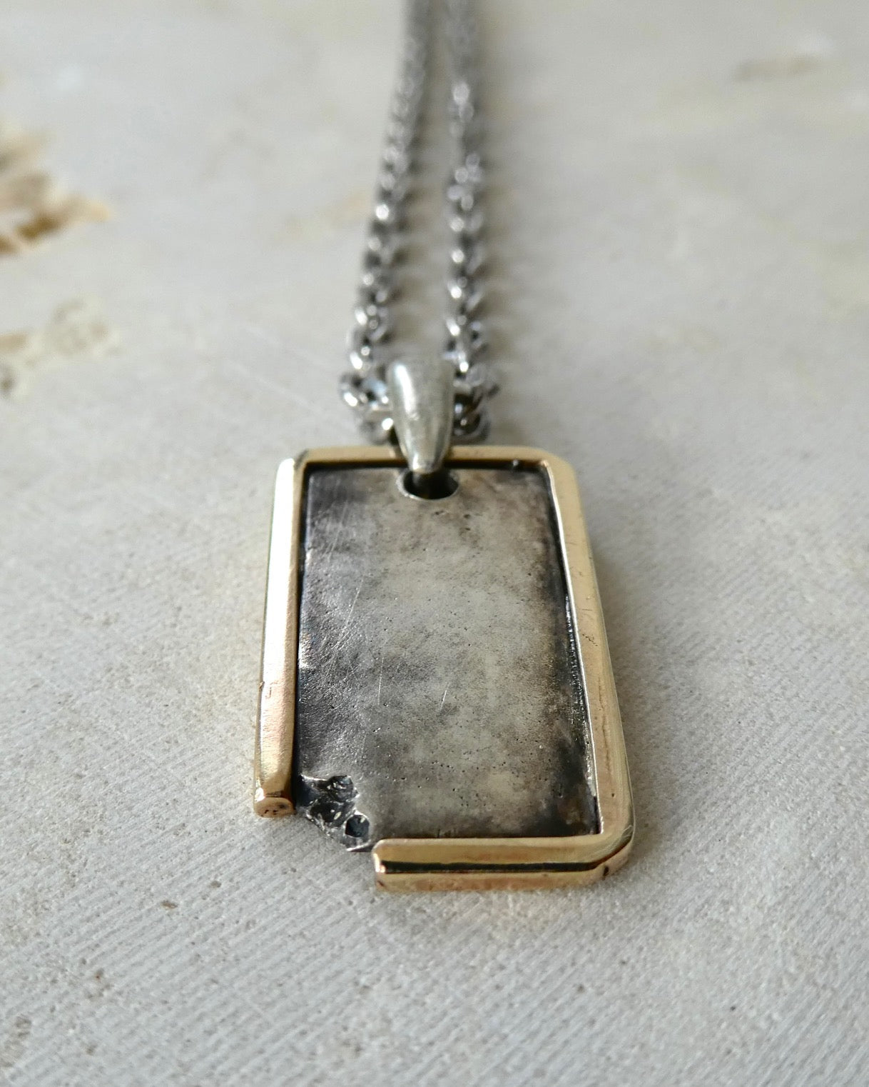 Tag Pendant Necklace with Gold Frame - by ENRI MARS