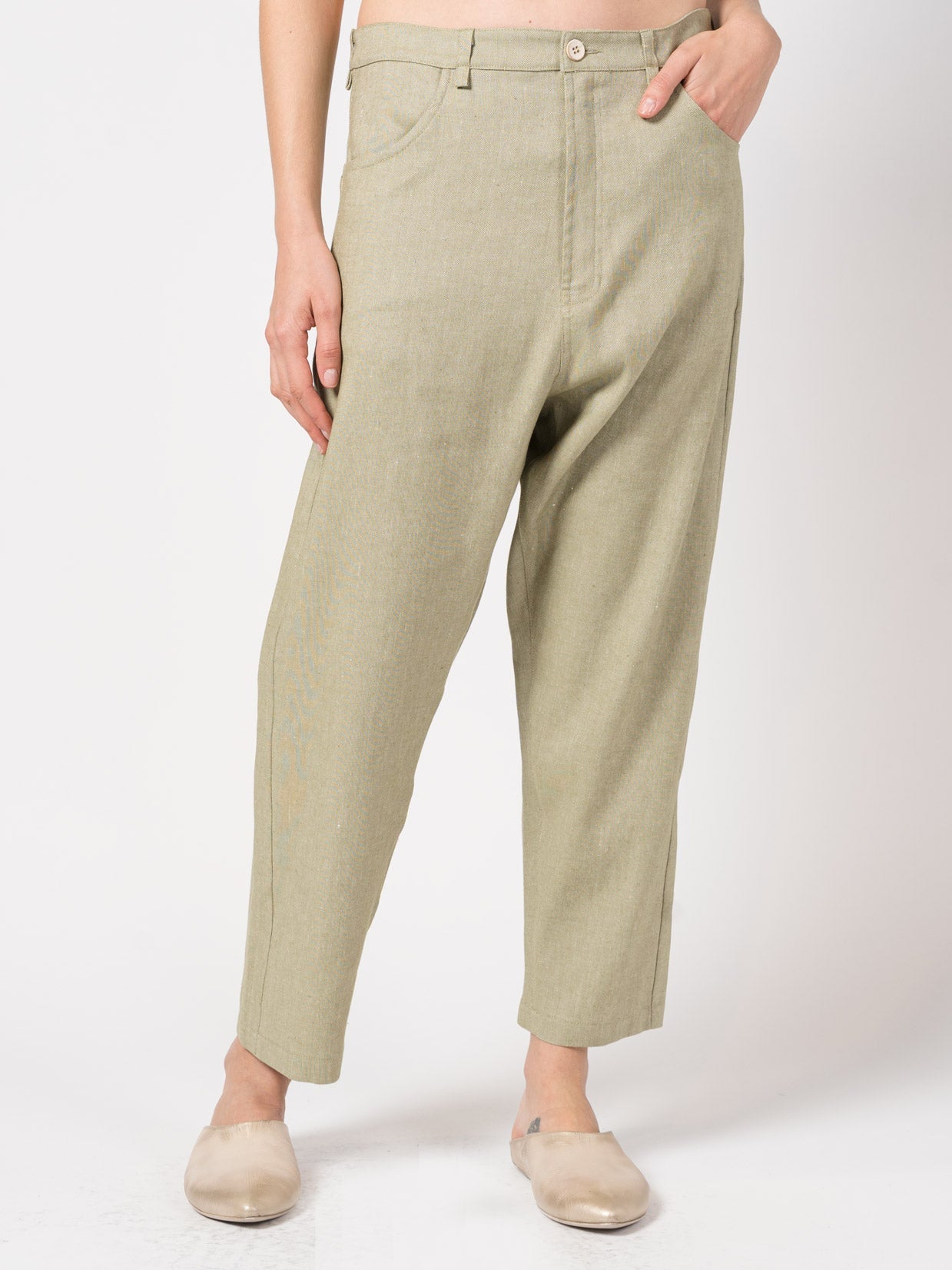 Tapered Linen - Blend Trousers - by NOSTRA SANTISSIMA