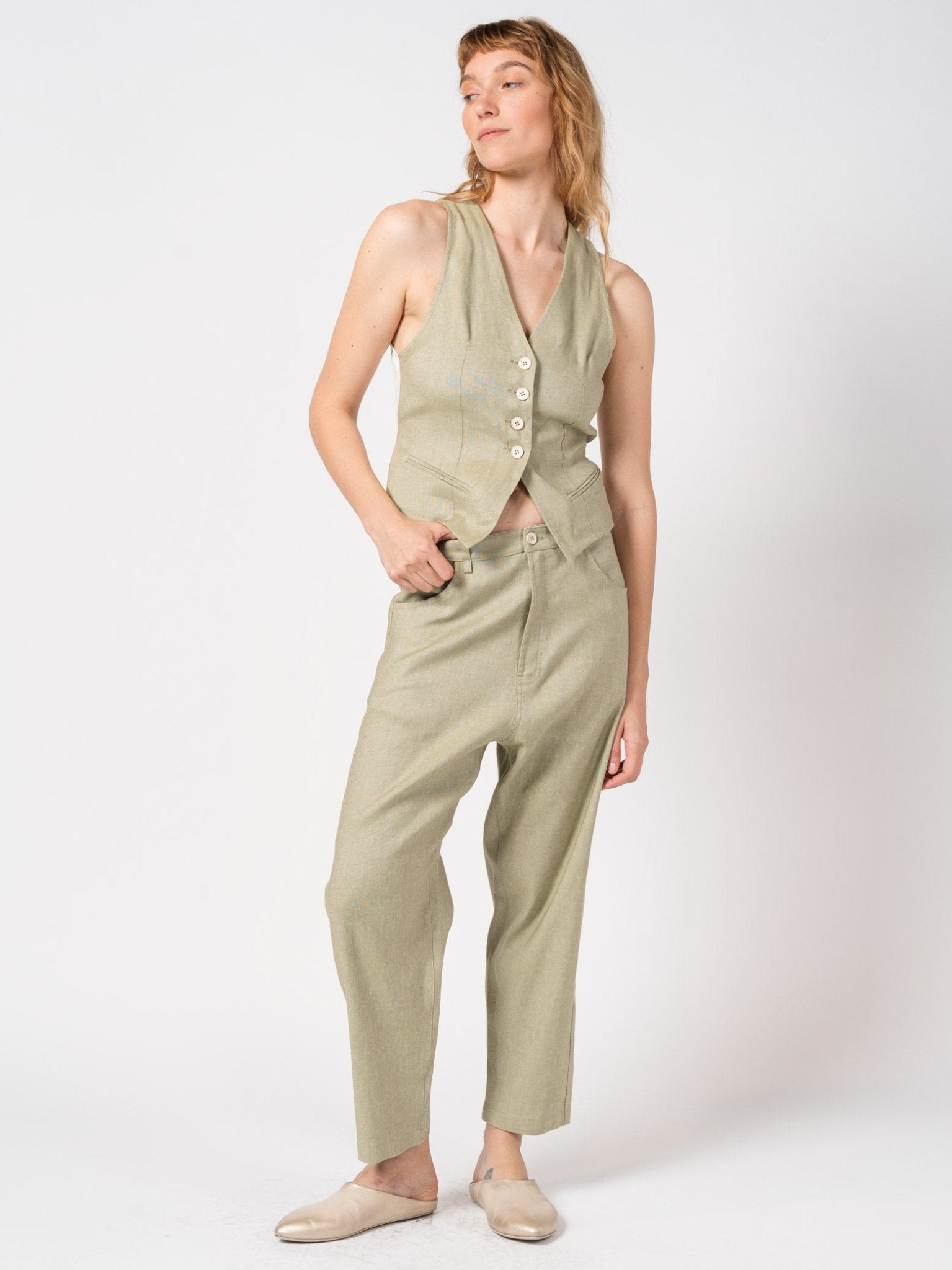 Tapered Linen - Blend Trousers - by NOSTRA SANTISSIMA