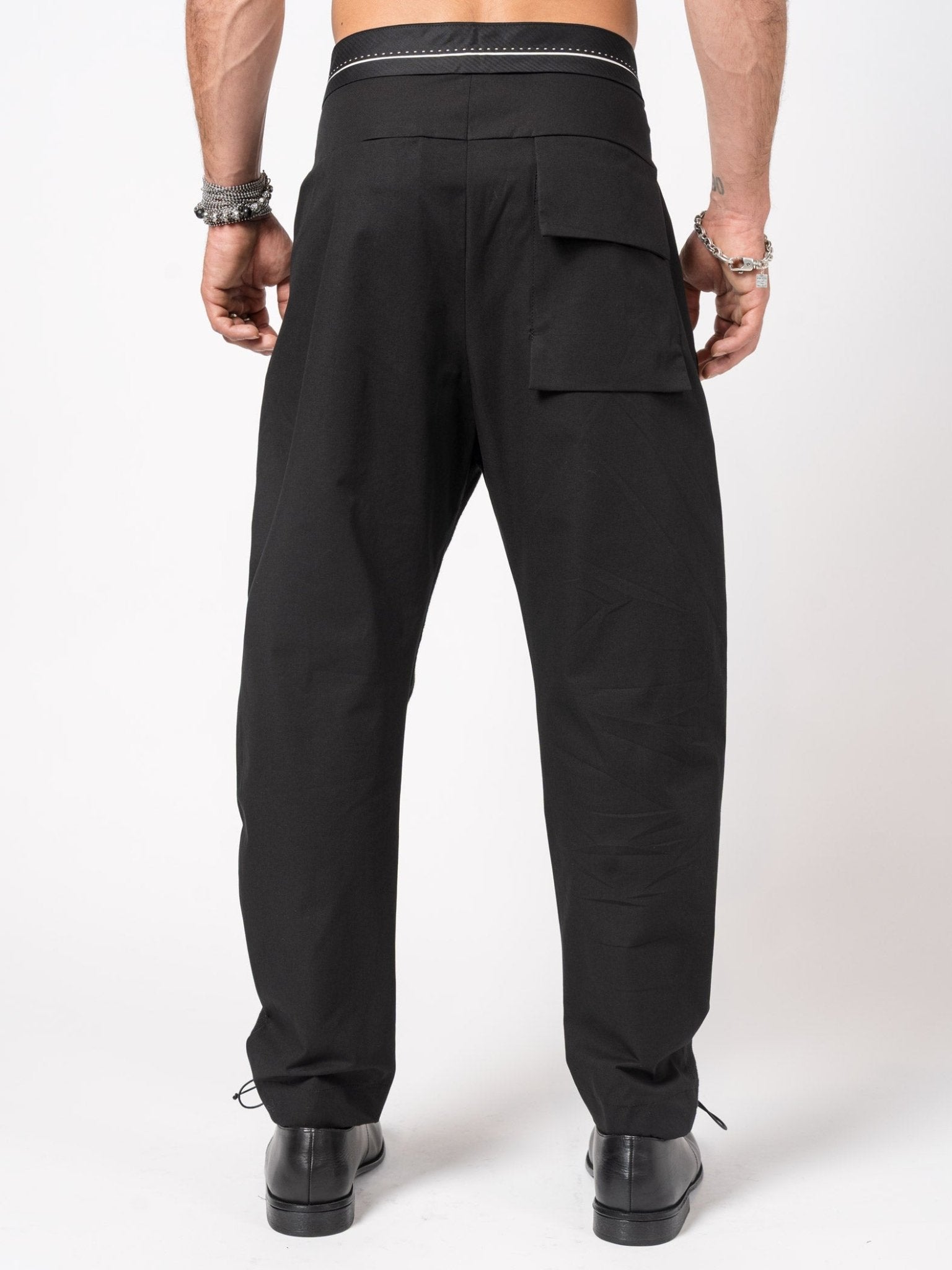 Tapered Textured Cotton Trousers - by GIOVANNI CAVAGNA