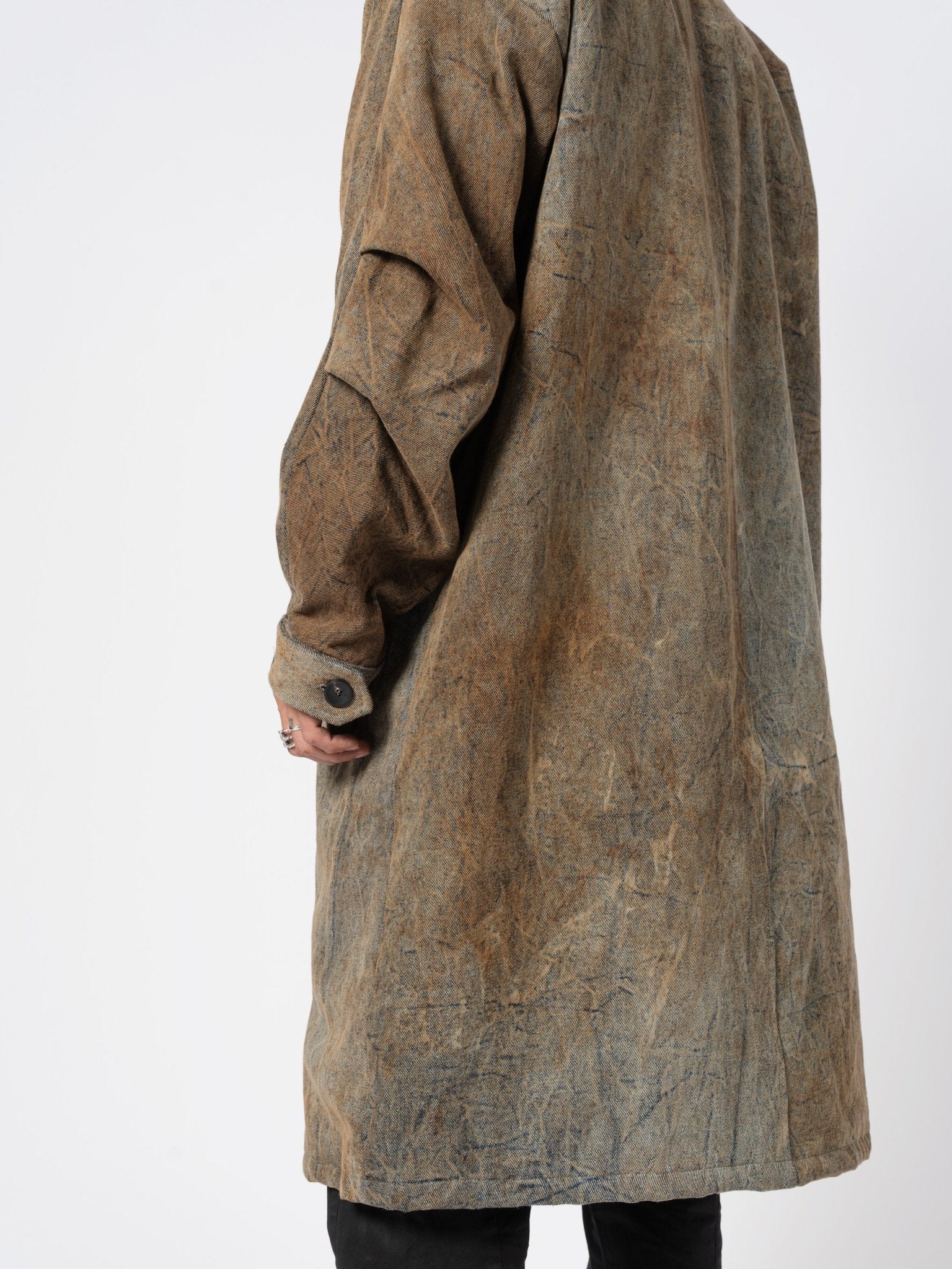 Textured Cotton Long Coat - by GIORGIO BRATO