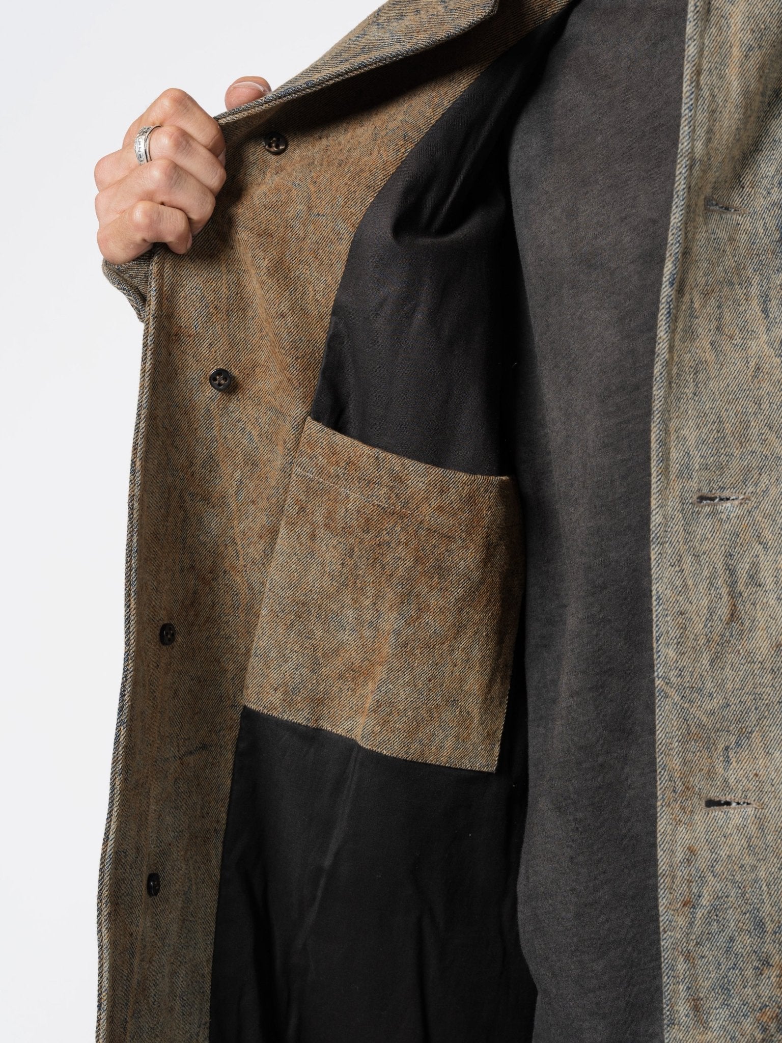 Textured Cotton Long Coat - by GIORGIO BRATO
