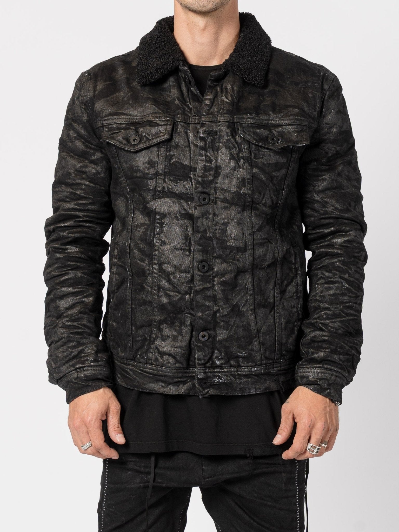 MD75 Denim Shearling Trucker Jacket | INN7