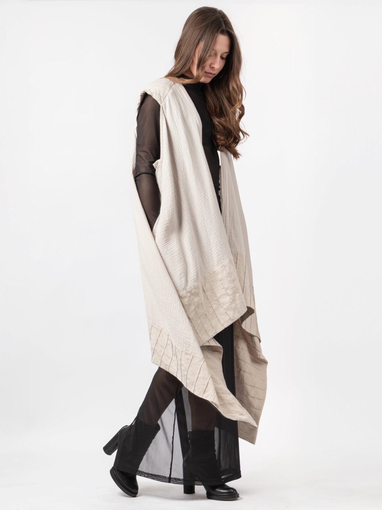 Textured Draped Cape - by VAGUE