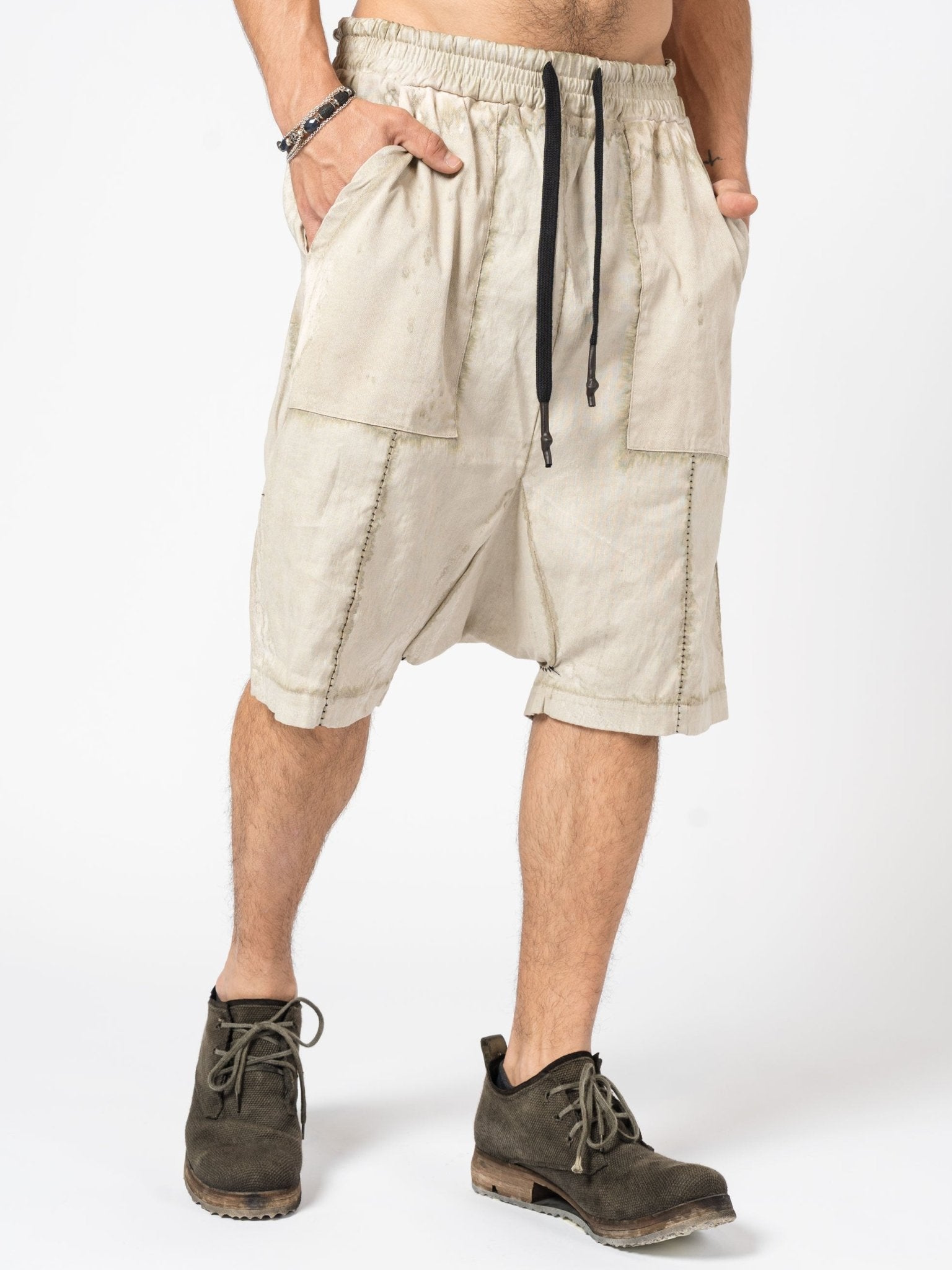 Textured Linen Blend Shorts - by MD75