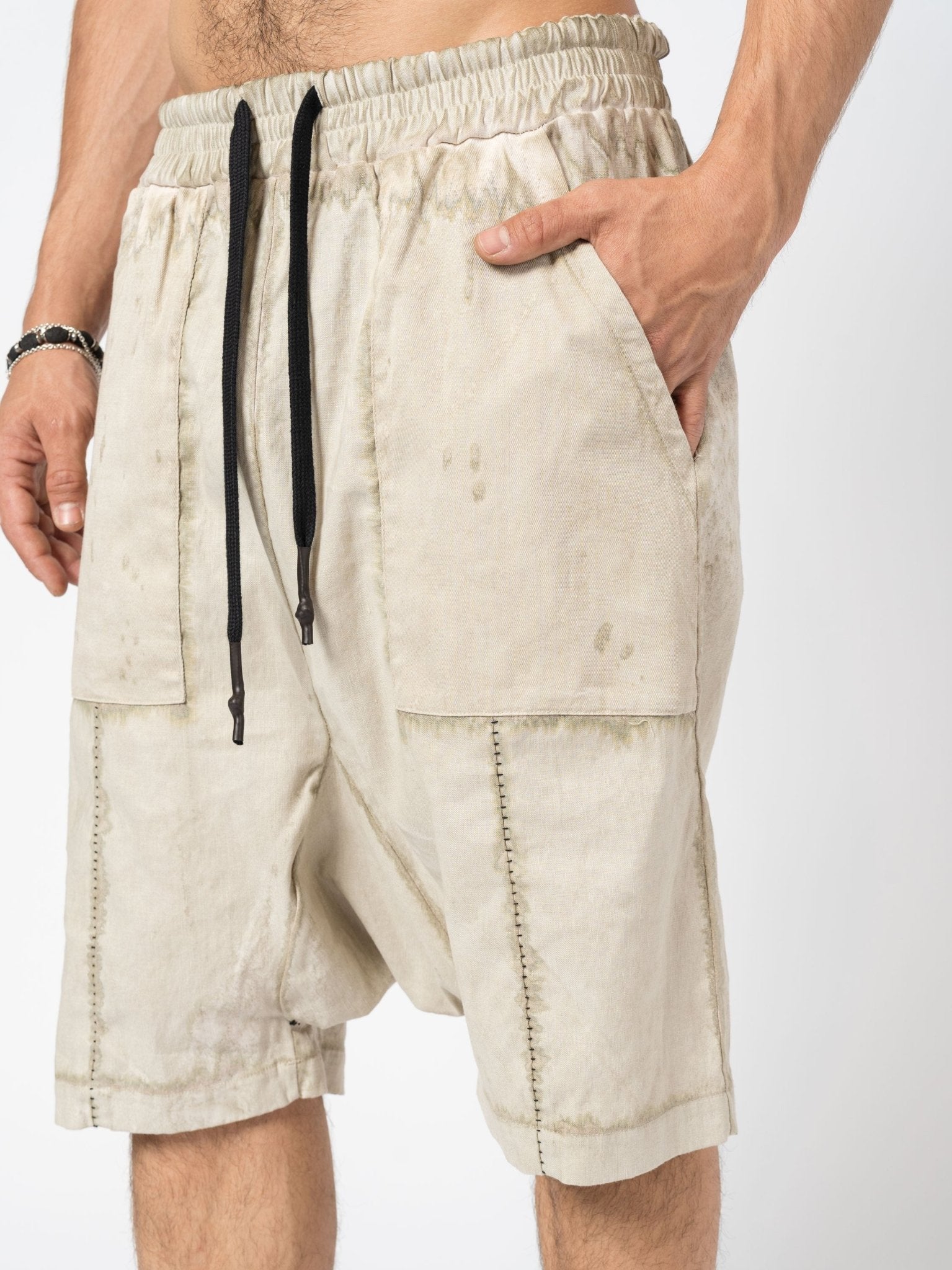 Textured Linen Blend Shorts - by MD75